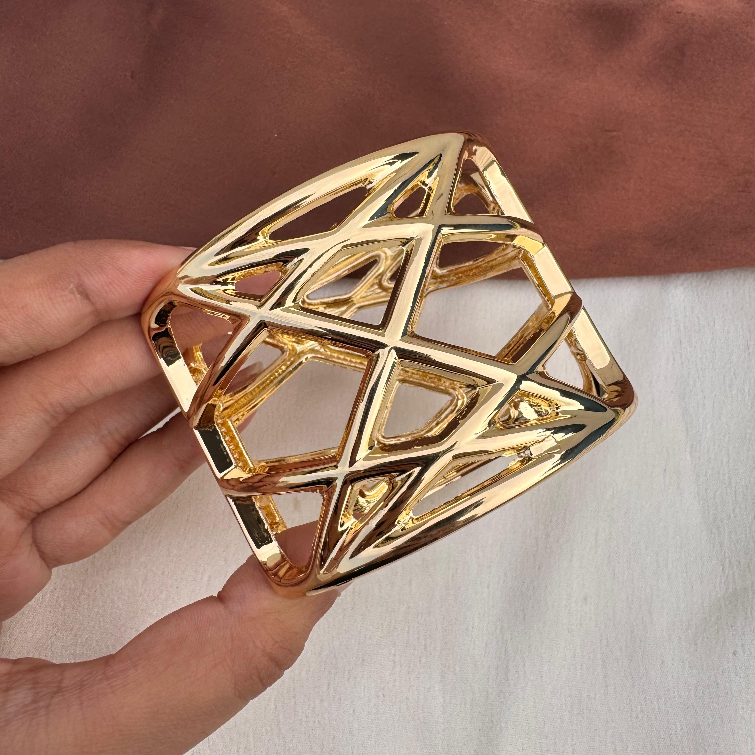 TFC Size 2.6 Criss Cross Gold Plated Bracelet Bangle