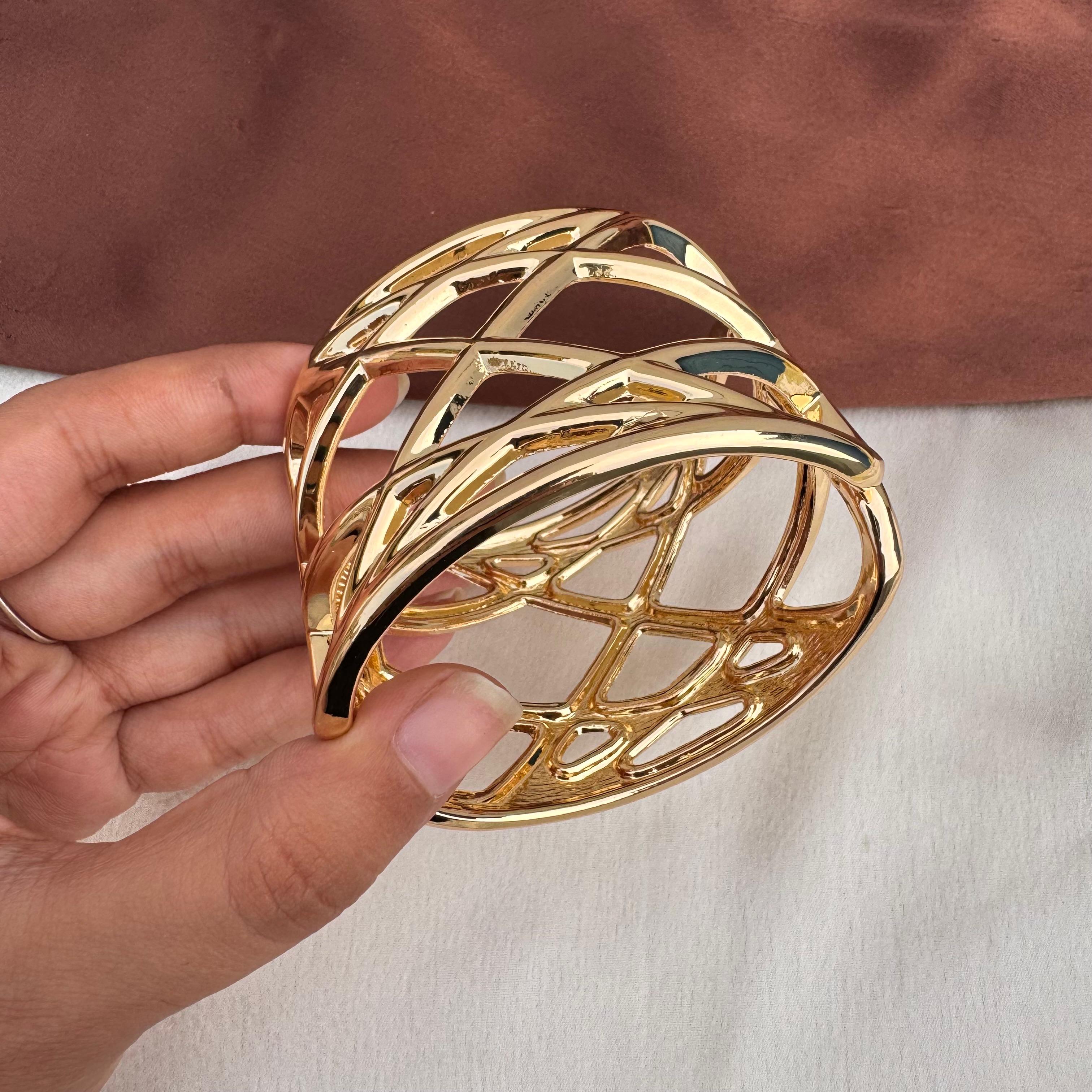 TFC Size 2.6 Criss Cross Gold Plated Bracelet Bangle