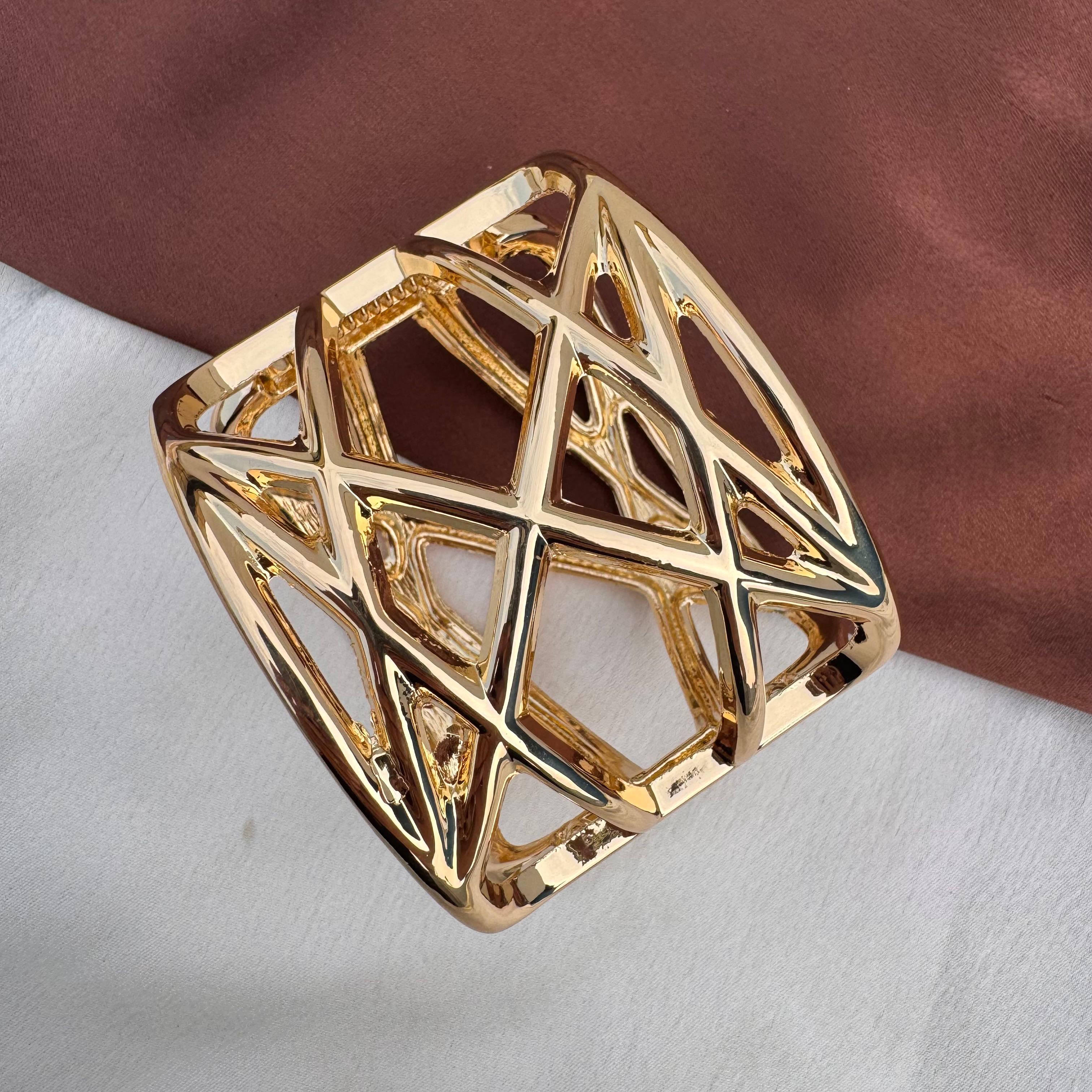 TFC Size 2.6 Criss Cross Gold Plated Bracelet Bangle