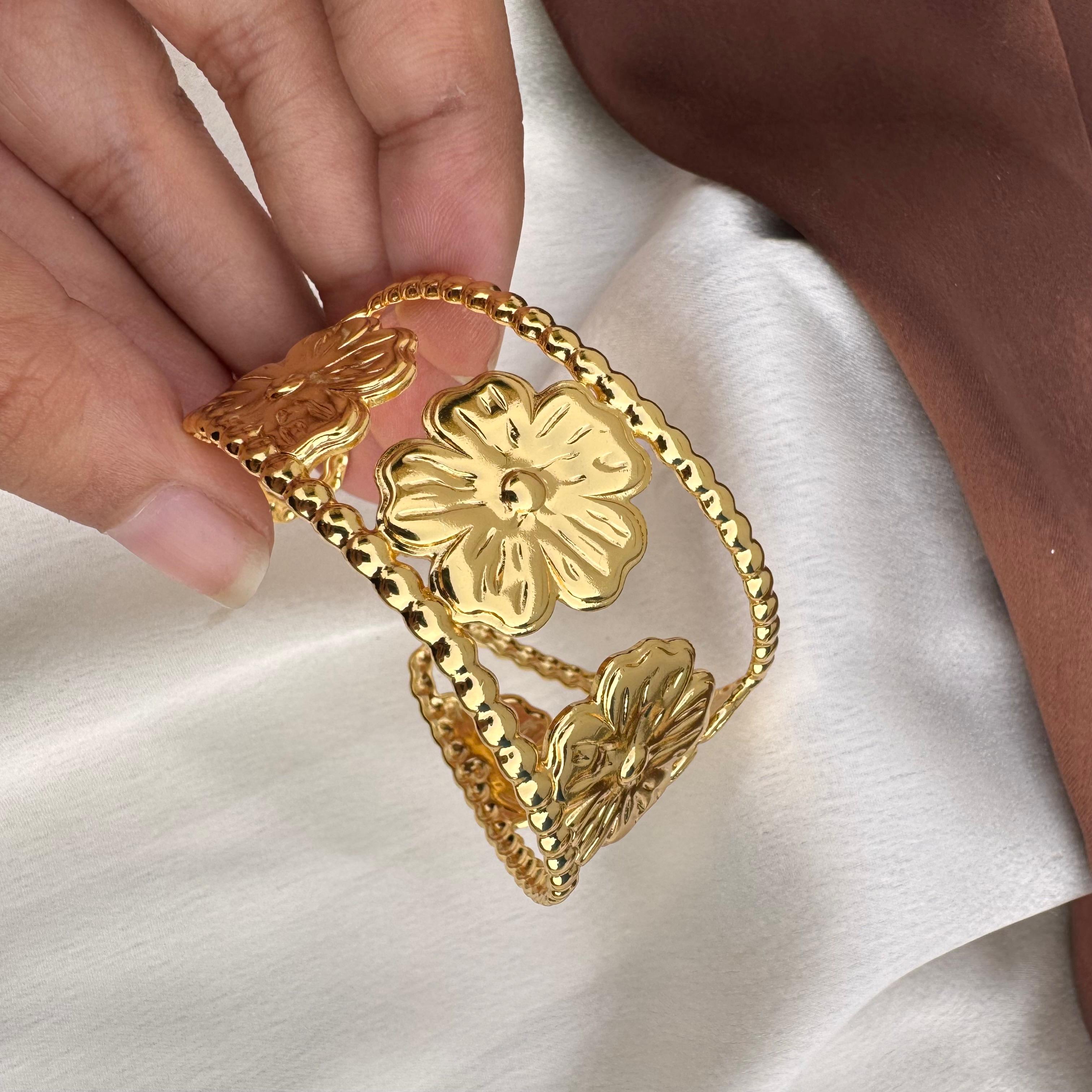 TFC Daisy Grace Gold Plated Cuff Bracelet