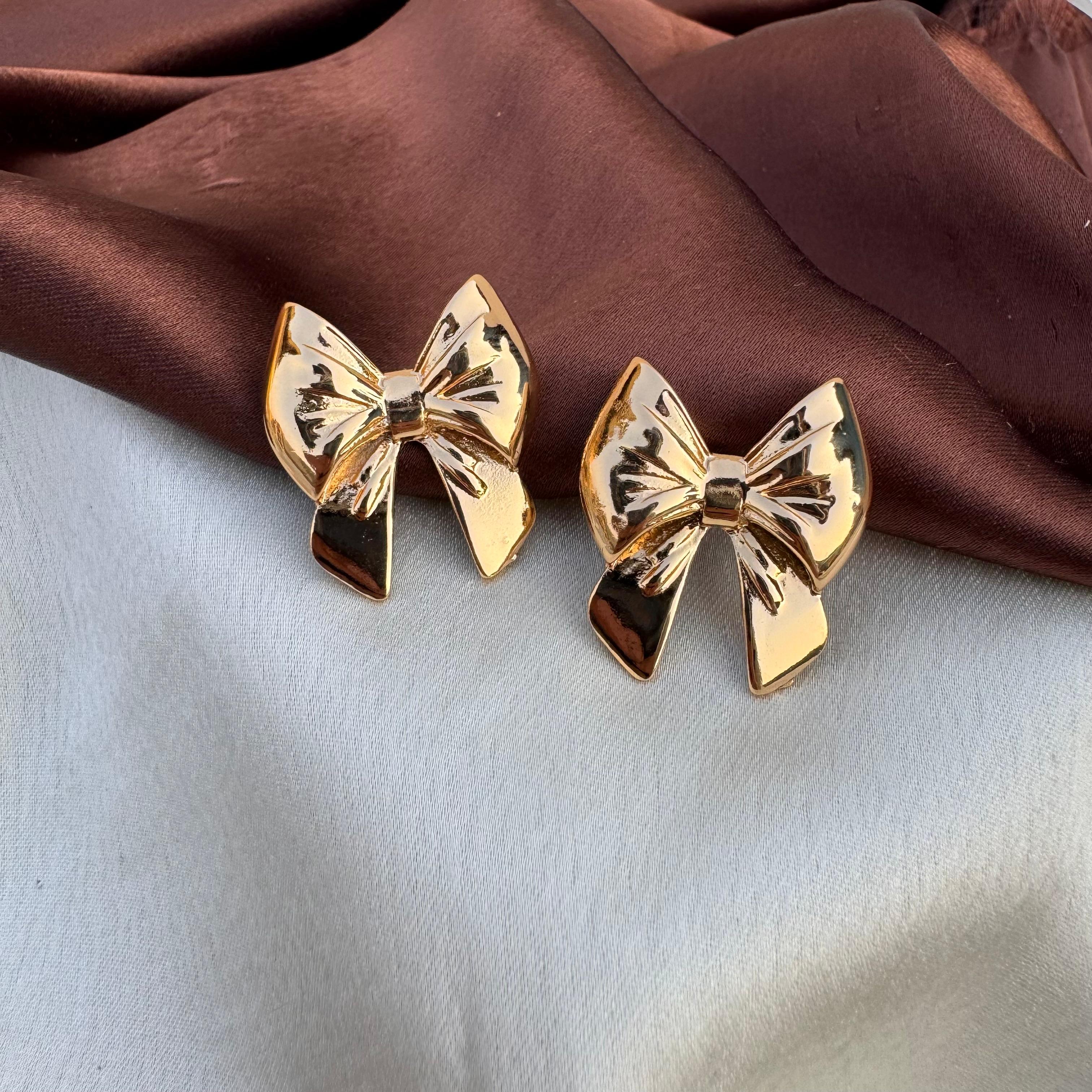 TFC Bow Pop Gold Plated Stud Earrings