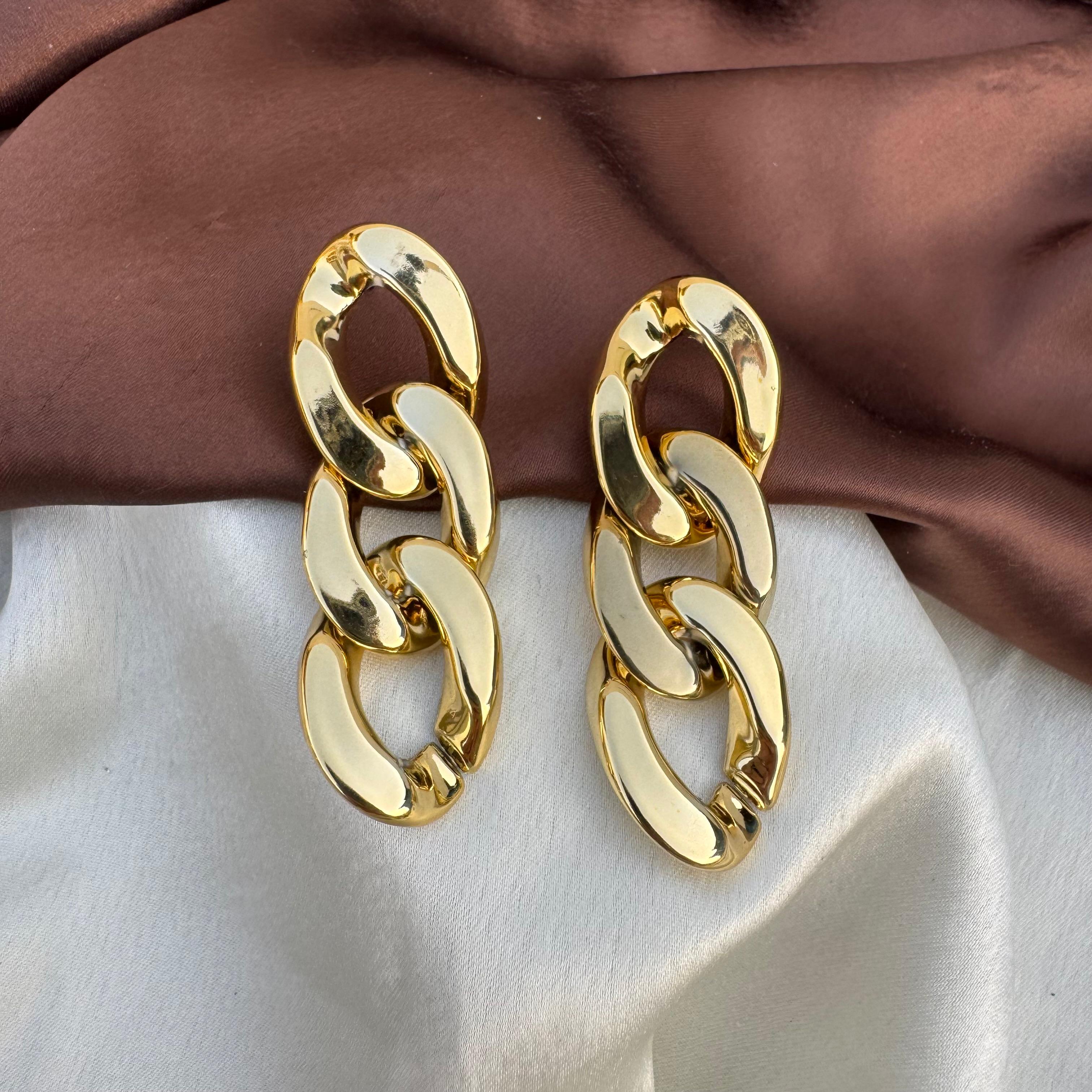 TFC Soft Link Gold Plated Dangler Earrings