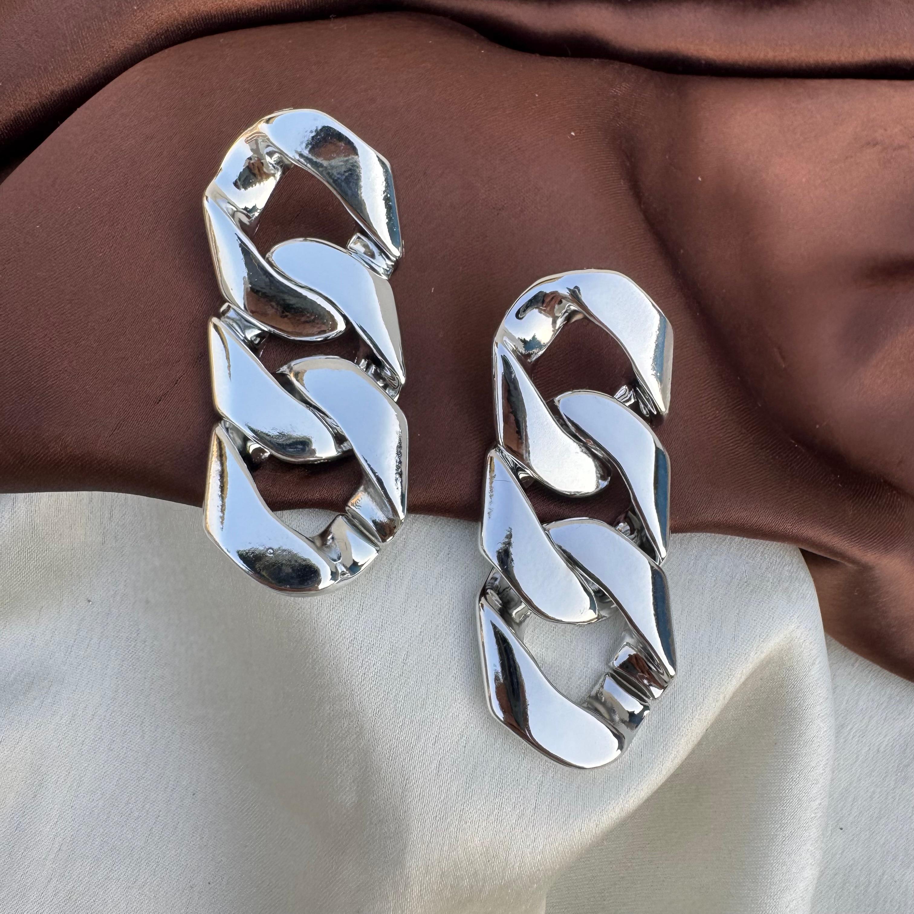 TFC Floatline Silver Plated Dangler Earrings