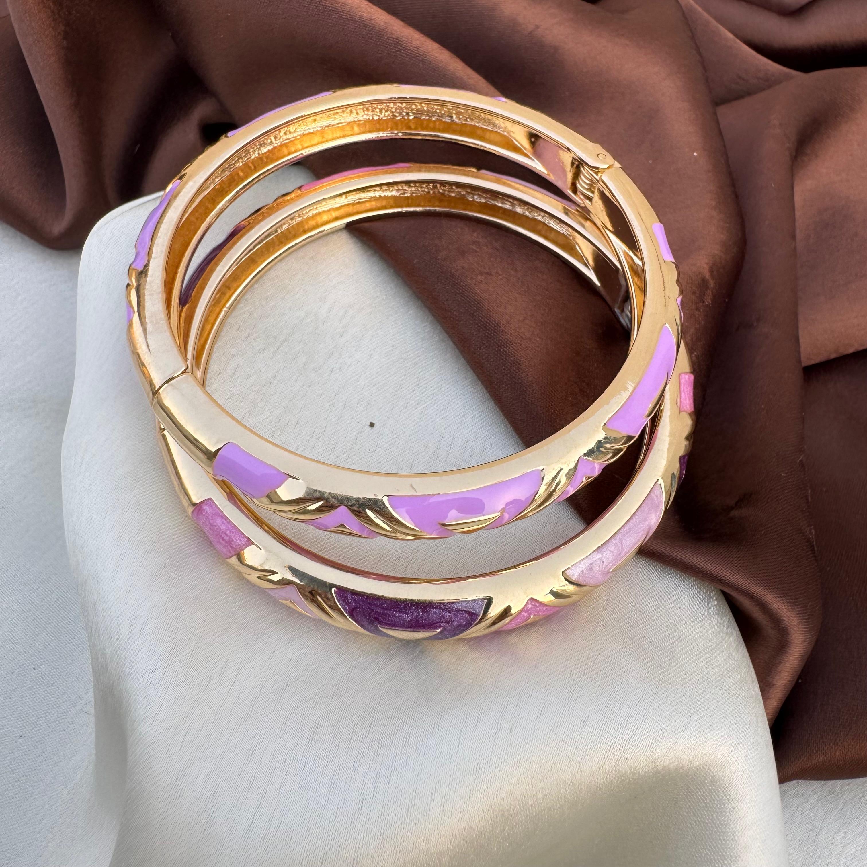 TFC Size 2.2 Purple Promise Gold Plated Bracelet Bangle Combo Set
