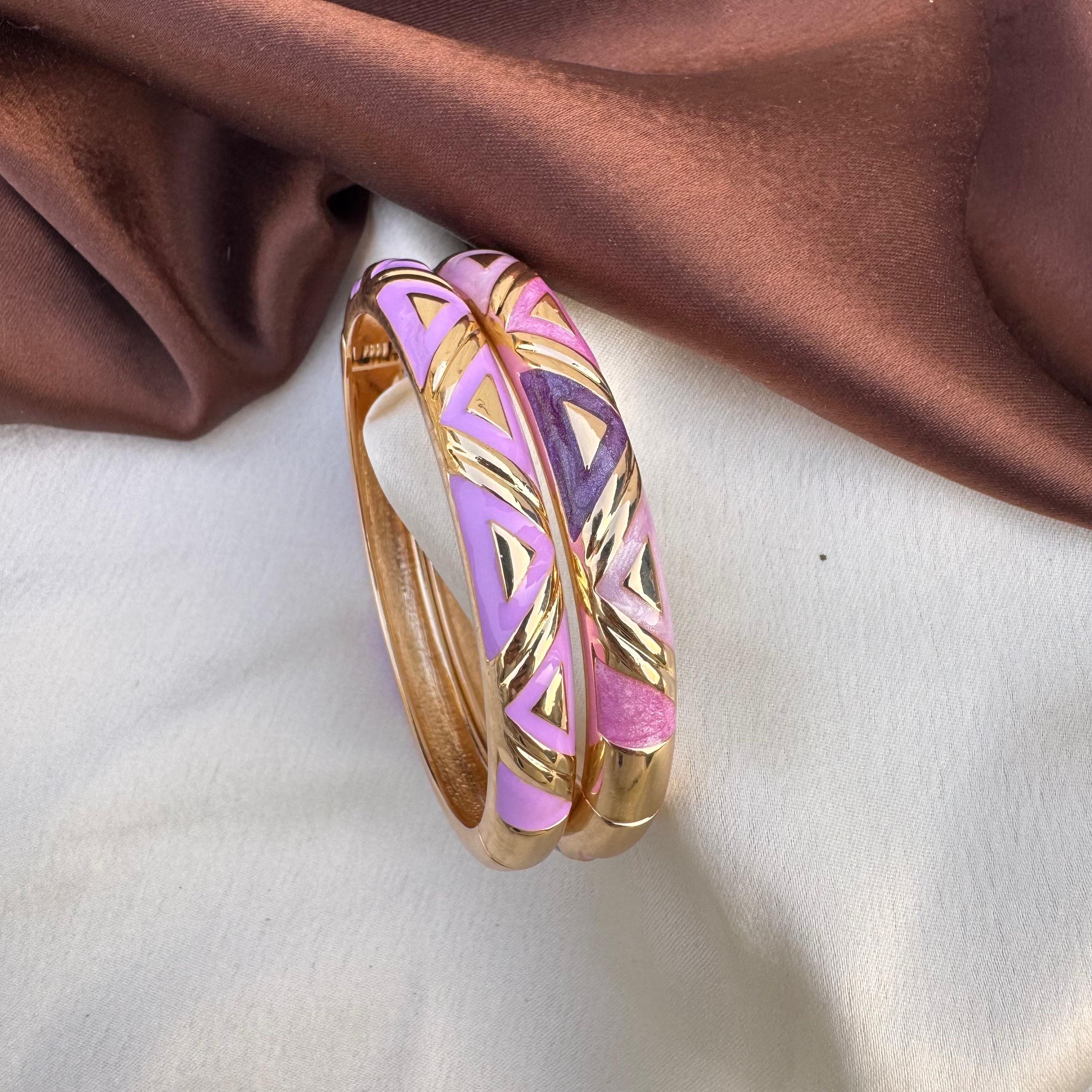 TFC Size 2.2 Purple Promise Gold Plated Bracelet Bangle Combo Set