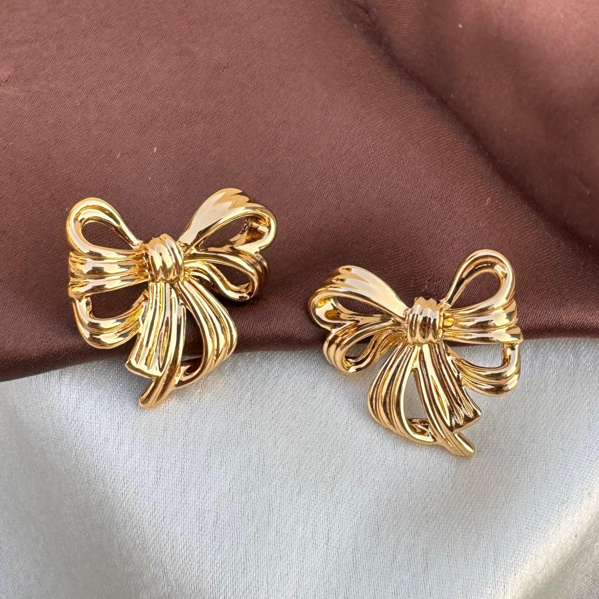 TFC Mini Flutter Bow Gold Plated Stud Earrings