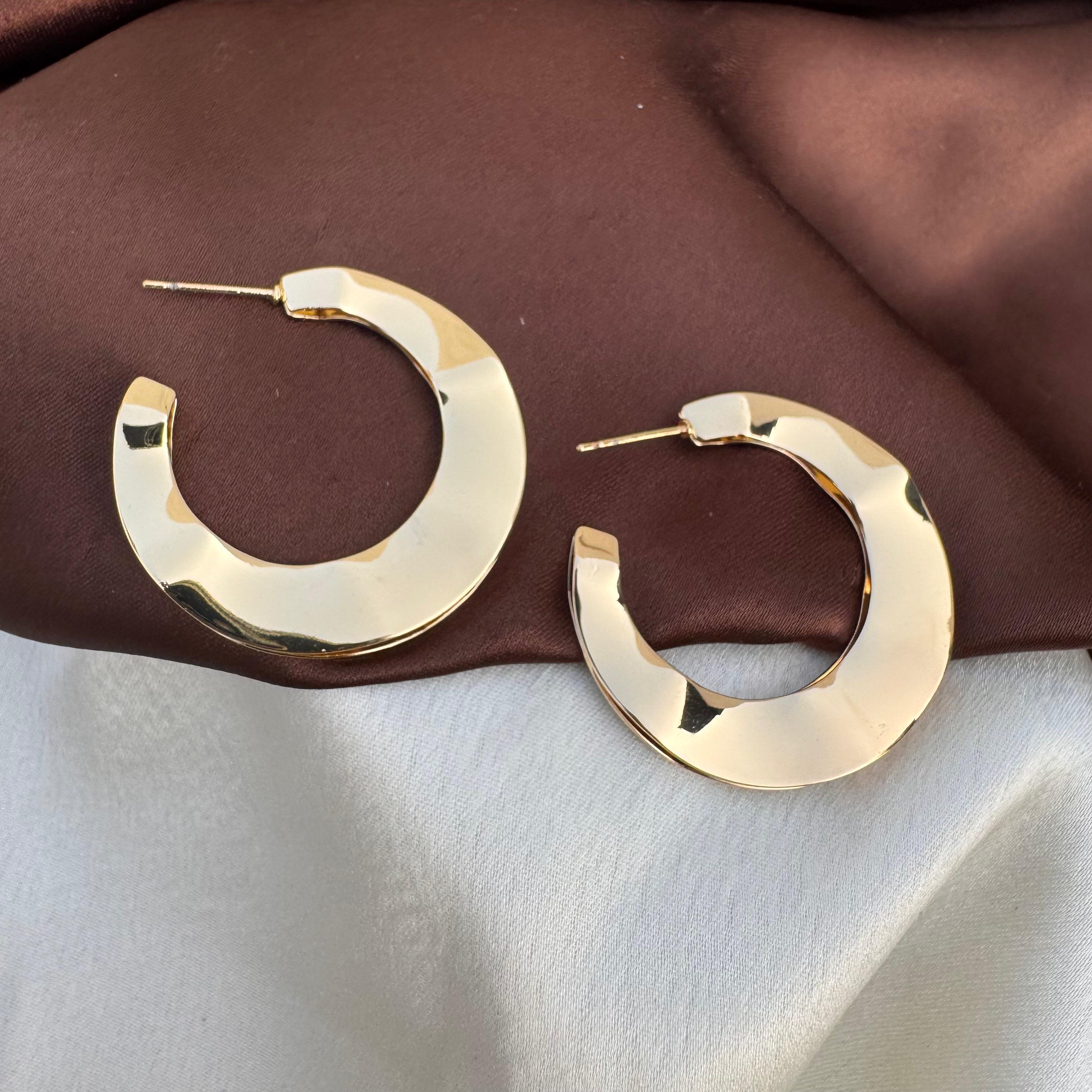 TFC Timeless Curve Gold Plated Hoop Earrings