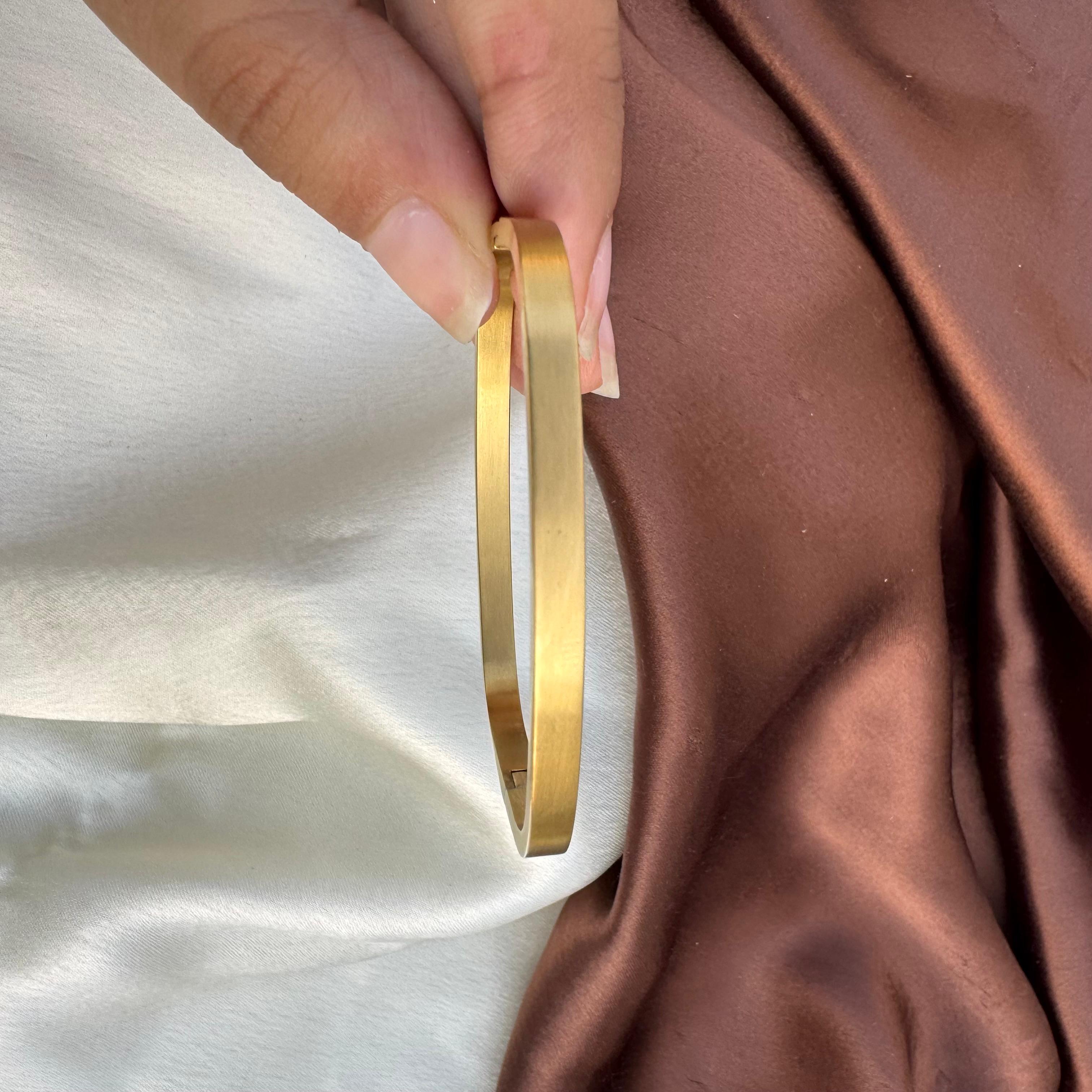 TFC Simple Square Gold Plated Bracelet Bangle (Size- 2.04)