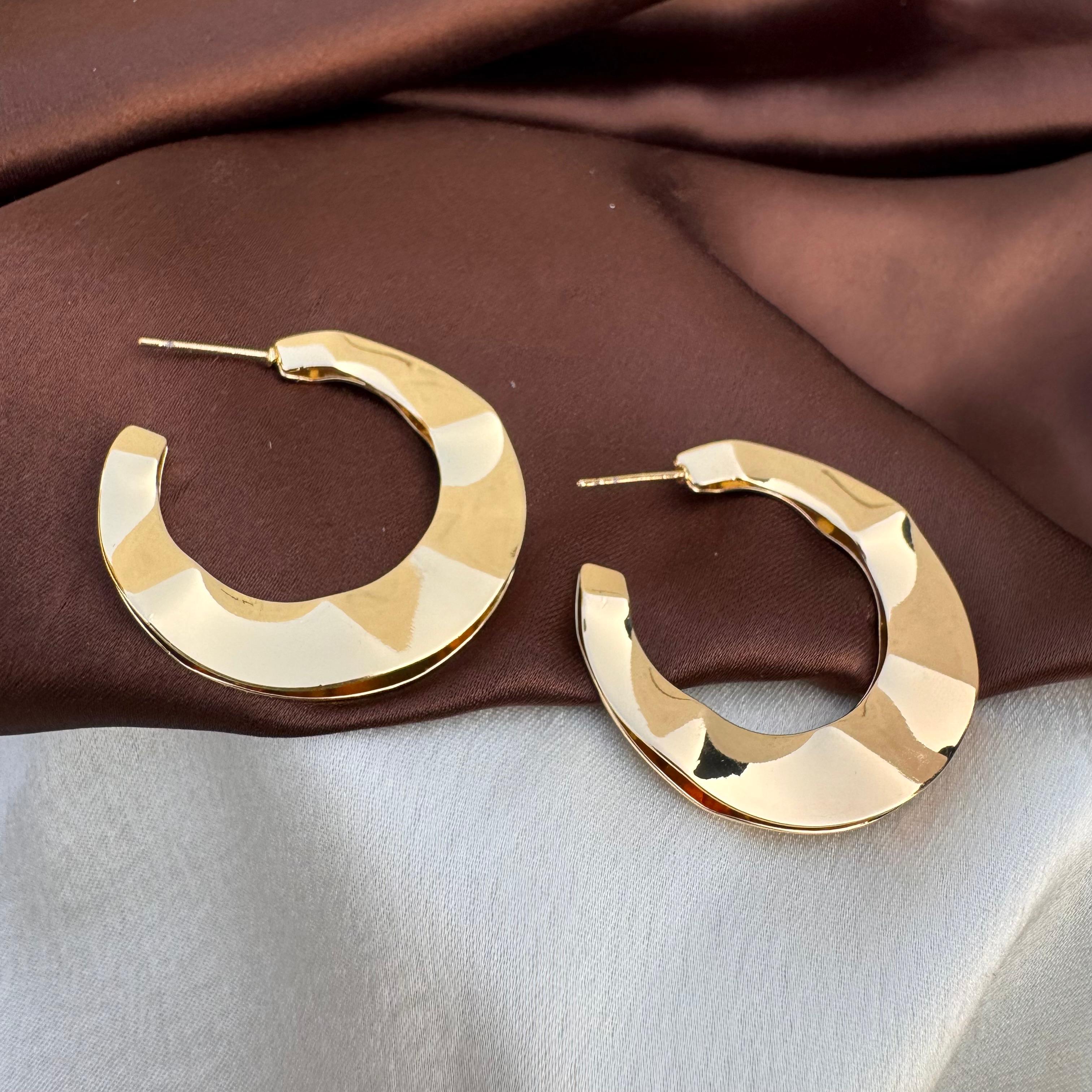 TFC Timeless Curve Gold Plated Hoop Earrings