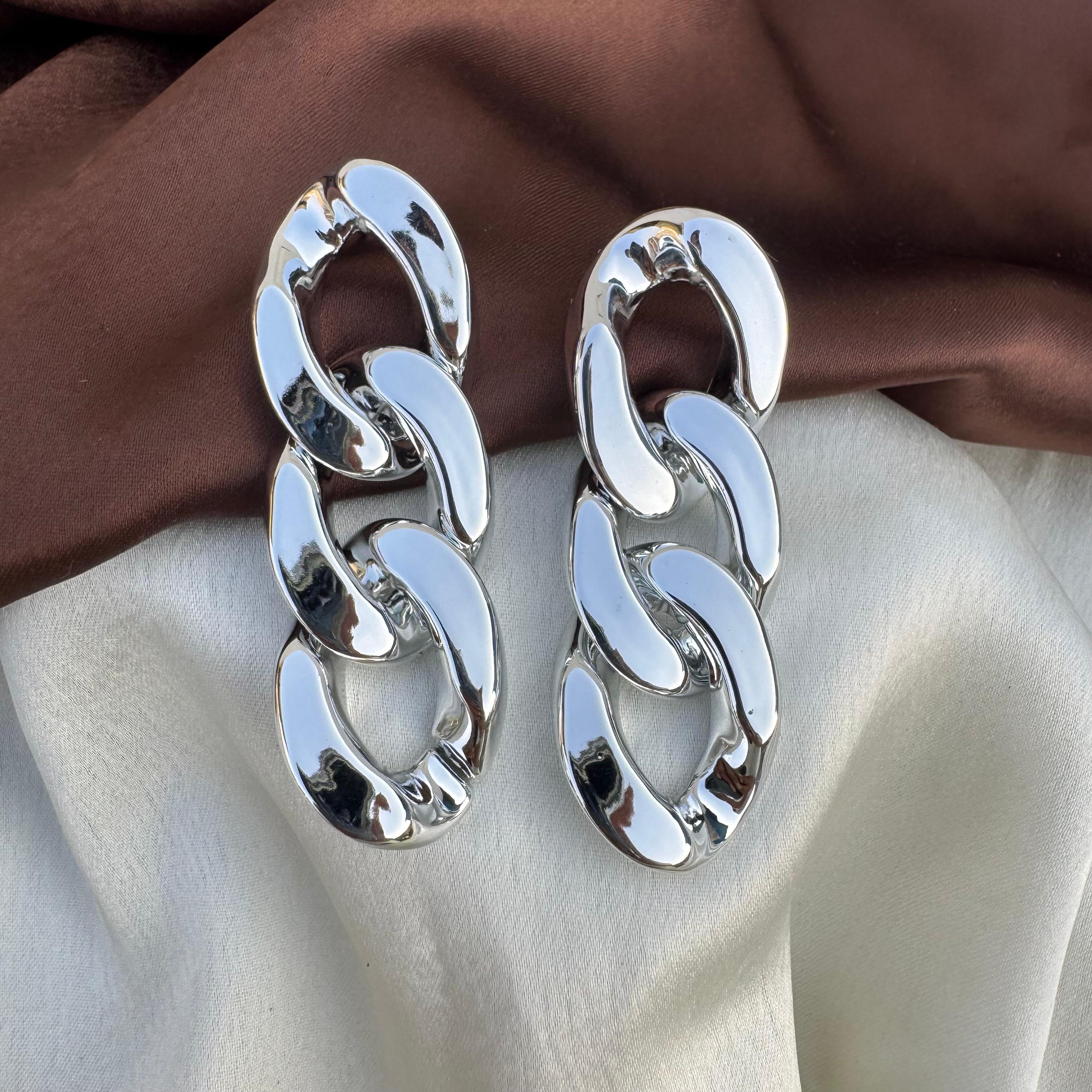 TFC Floatline Silver Plated Dangler Earrings