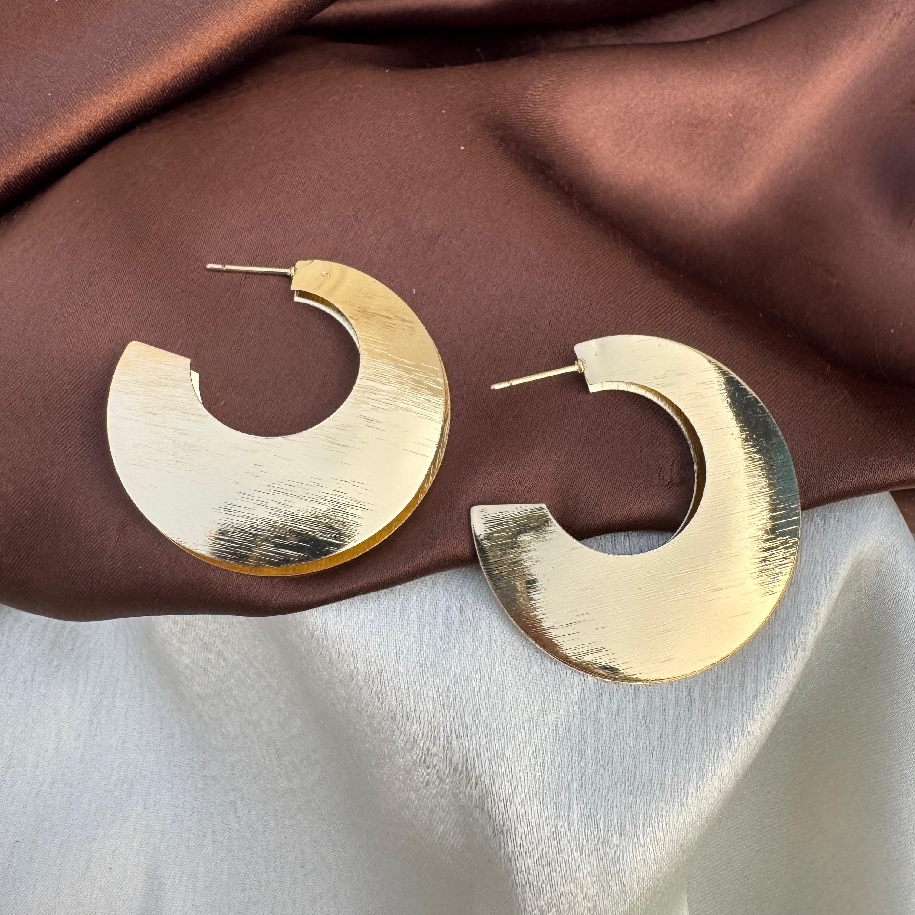 TFC Half Moon Gold Plated Hoop Earrings