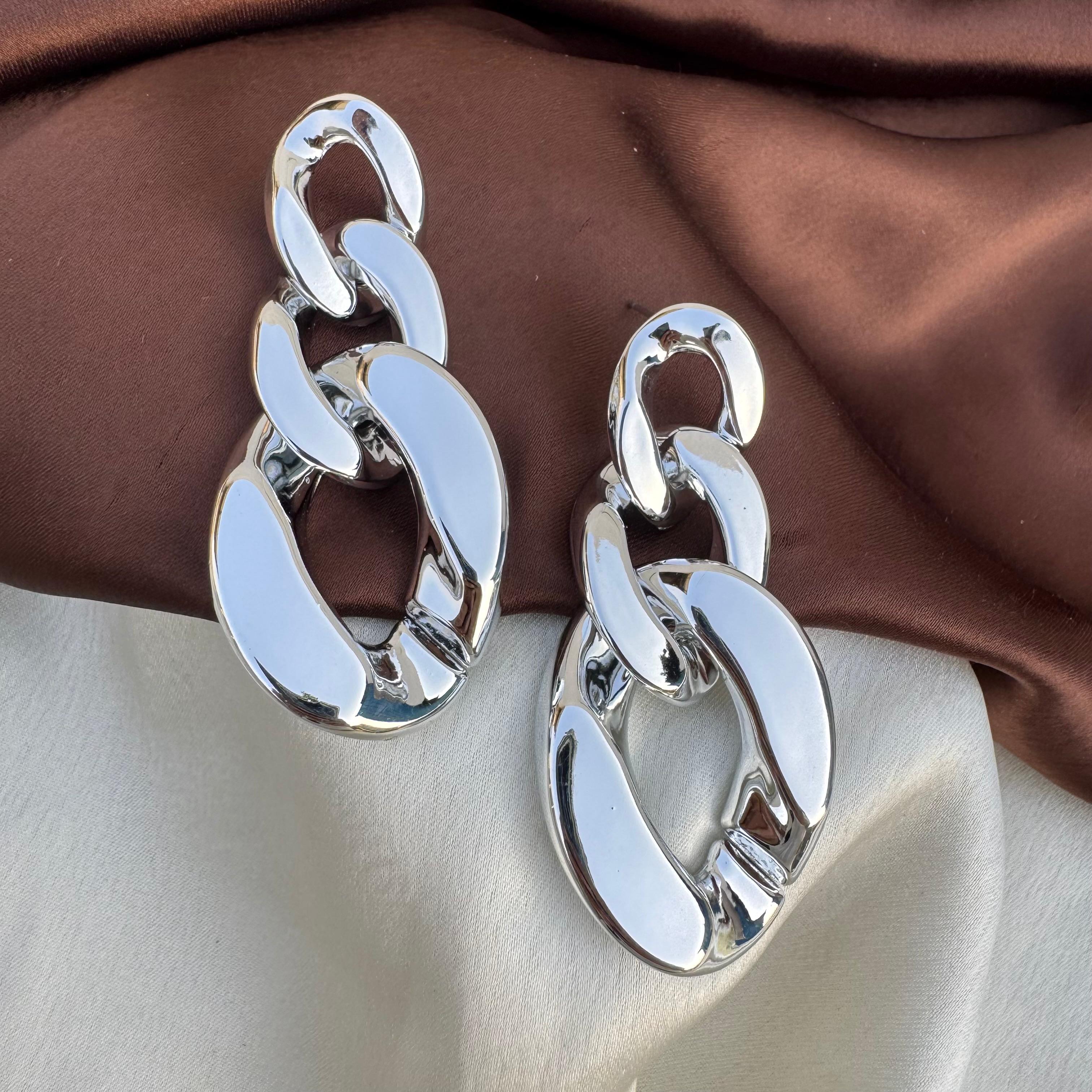 TFC Spike Swing Silver Plated Dangler Earrings