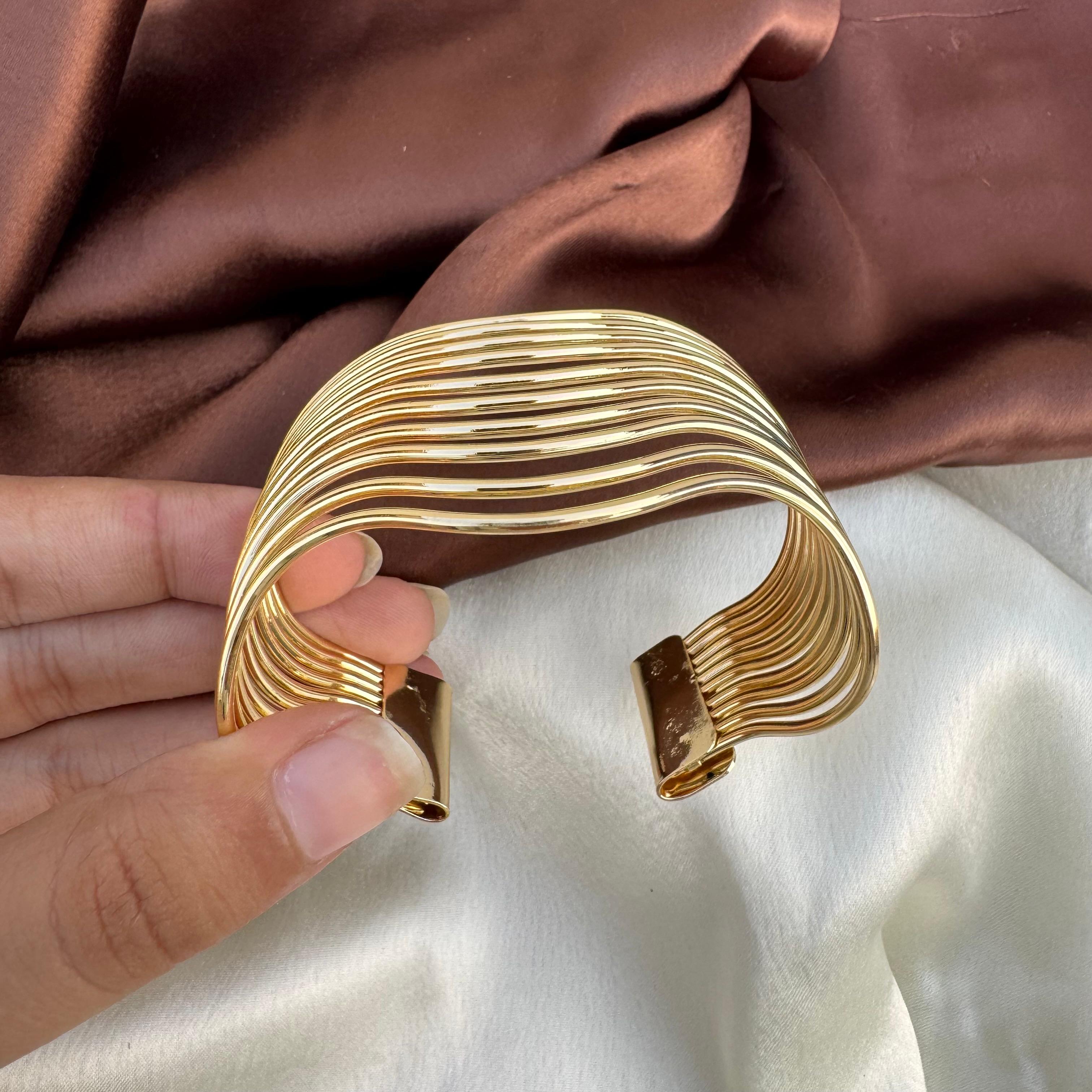 TFC Clean Wave Gold Plated Cuff Bracelet