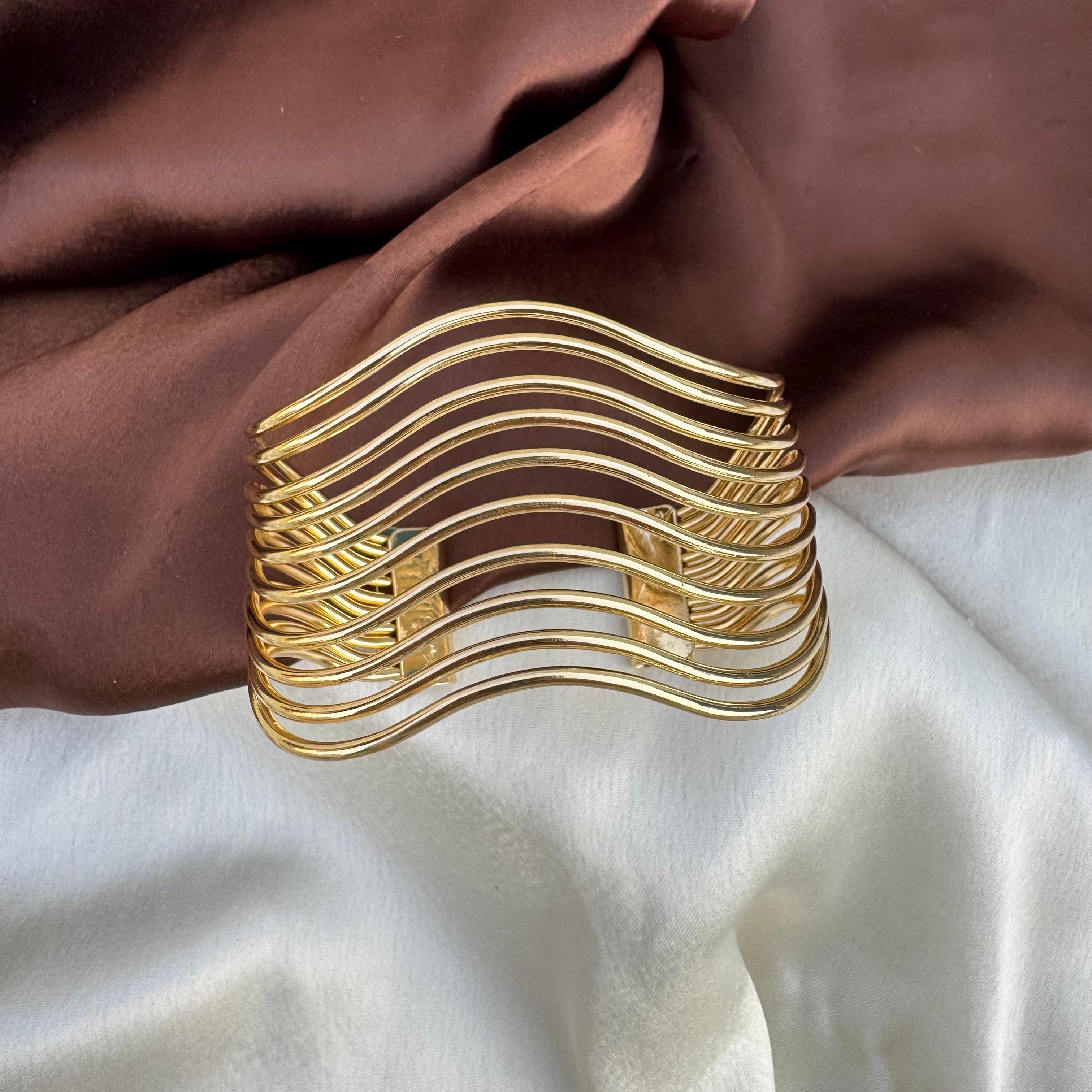 TFC Clean Wave Gold Plated Cuff Bracelet