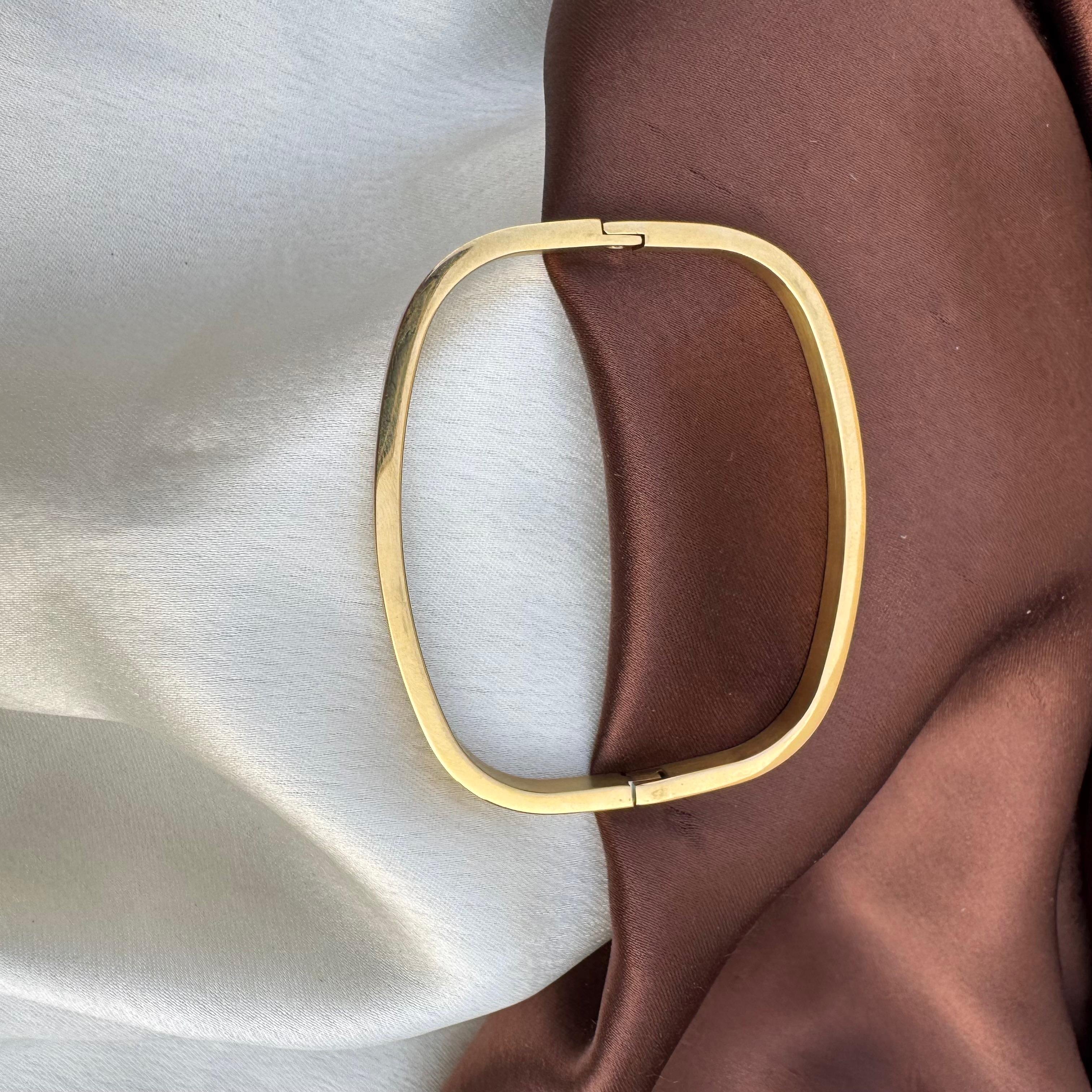 TFC Simple Square Gold Plated Bracelet Bangle (Size- 2.04)