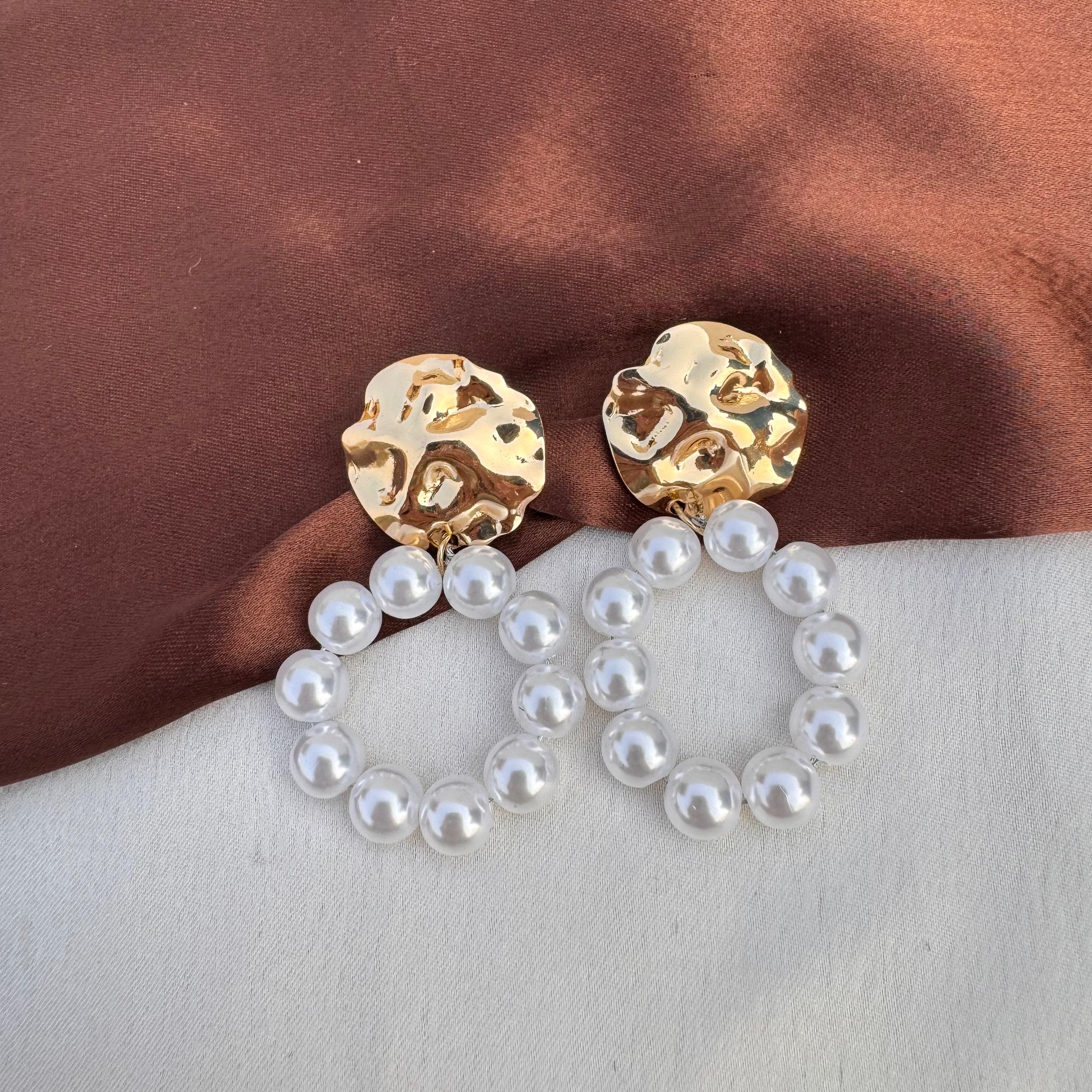 TFC Pearl Charm Gold Plated Dangler Earrings