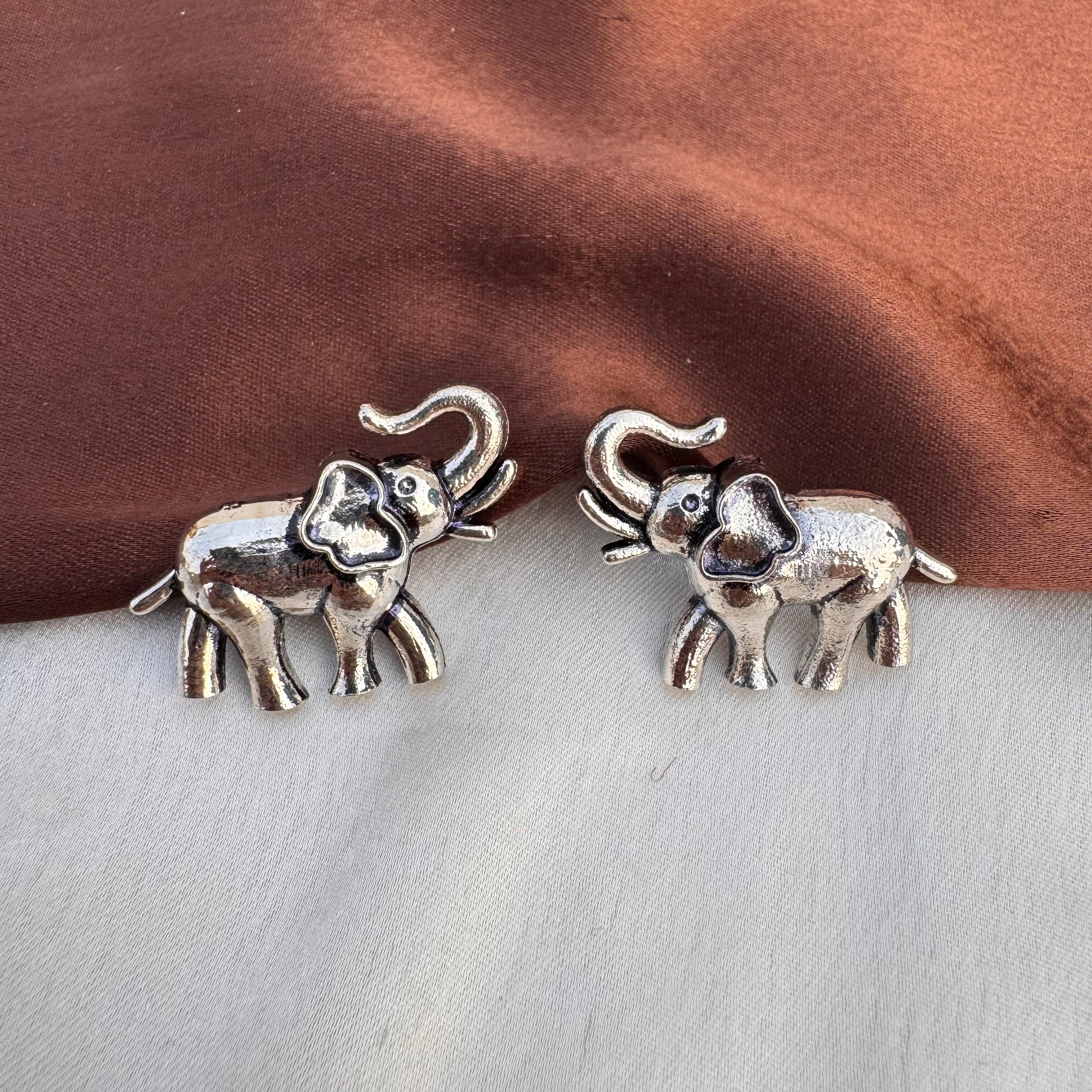 TFC Royal Trunk Oxidised Silver Stud Earrings