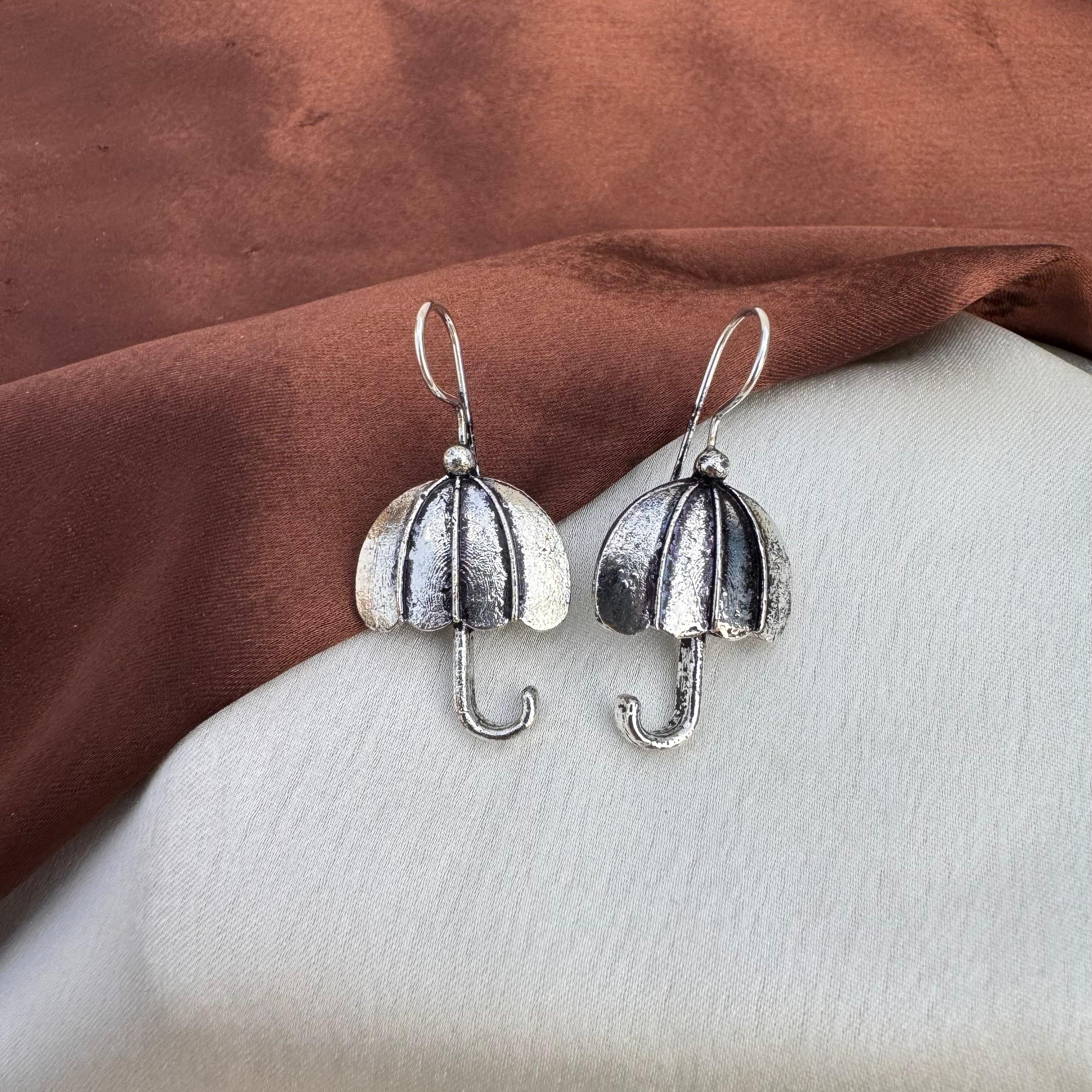 TFC Umbrellish Oxidised Silver Plated Dangler Earrings
