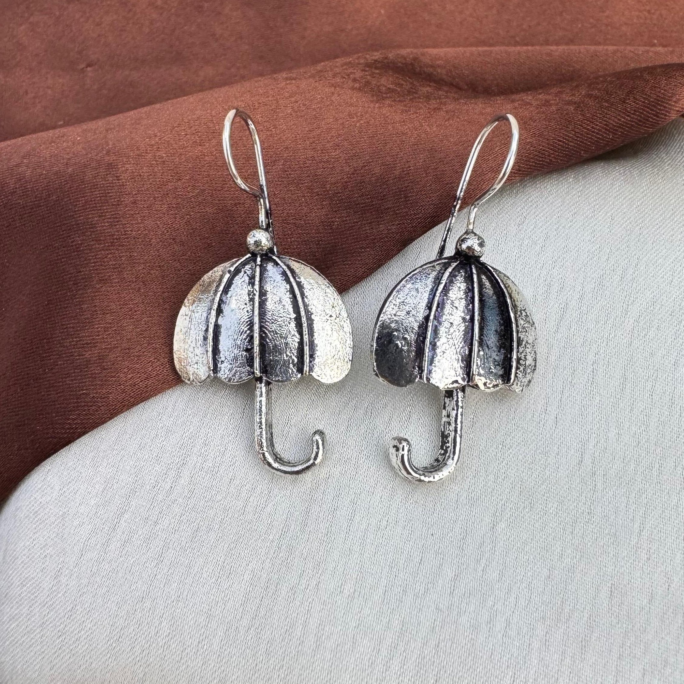 TFC Umbrellish Oxidised Silver Plated Dangler Earrings