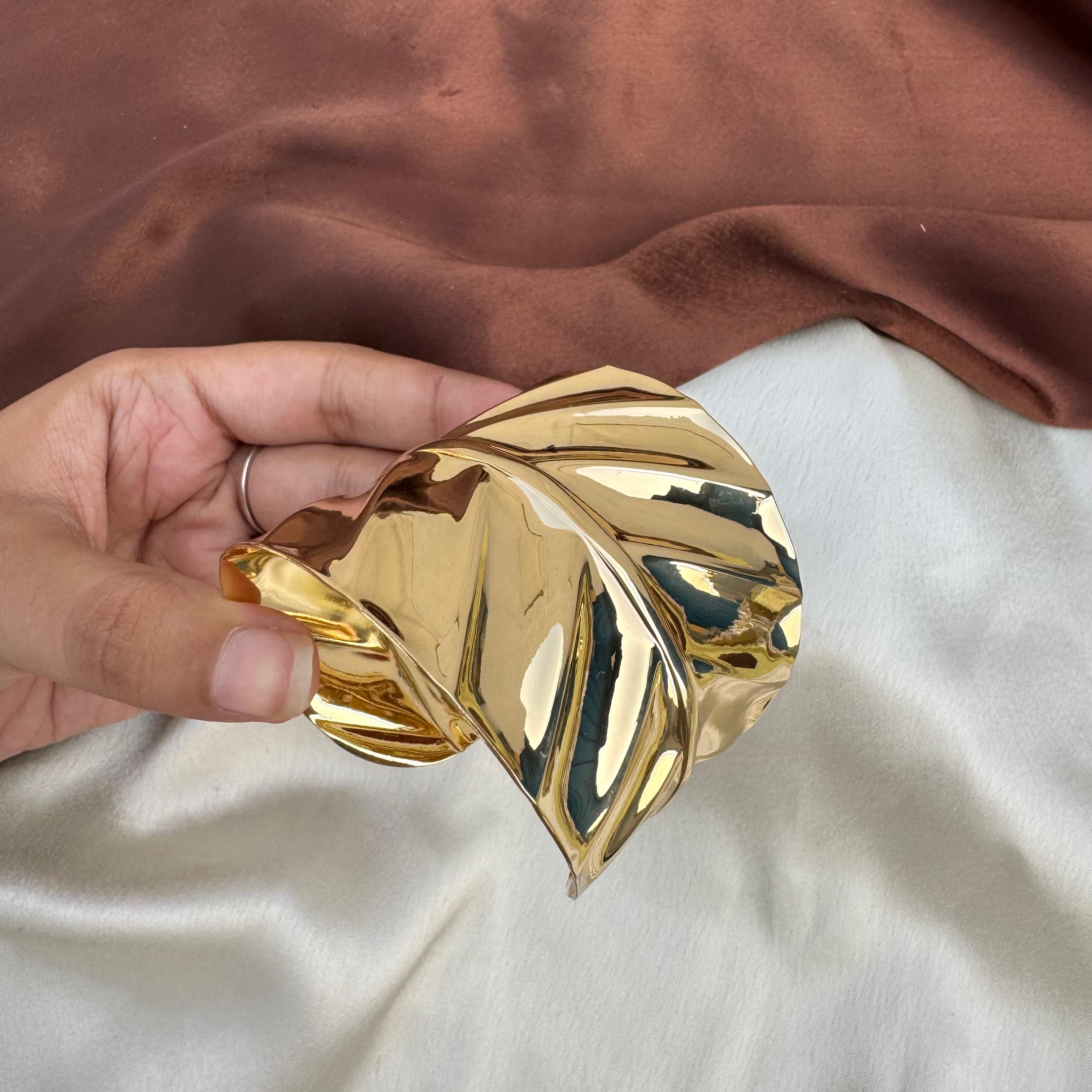 TFC Radiant Leaf Gold Plated Cuff Bracelet