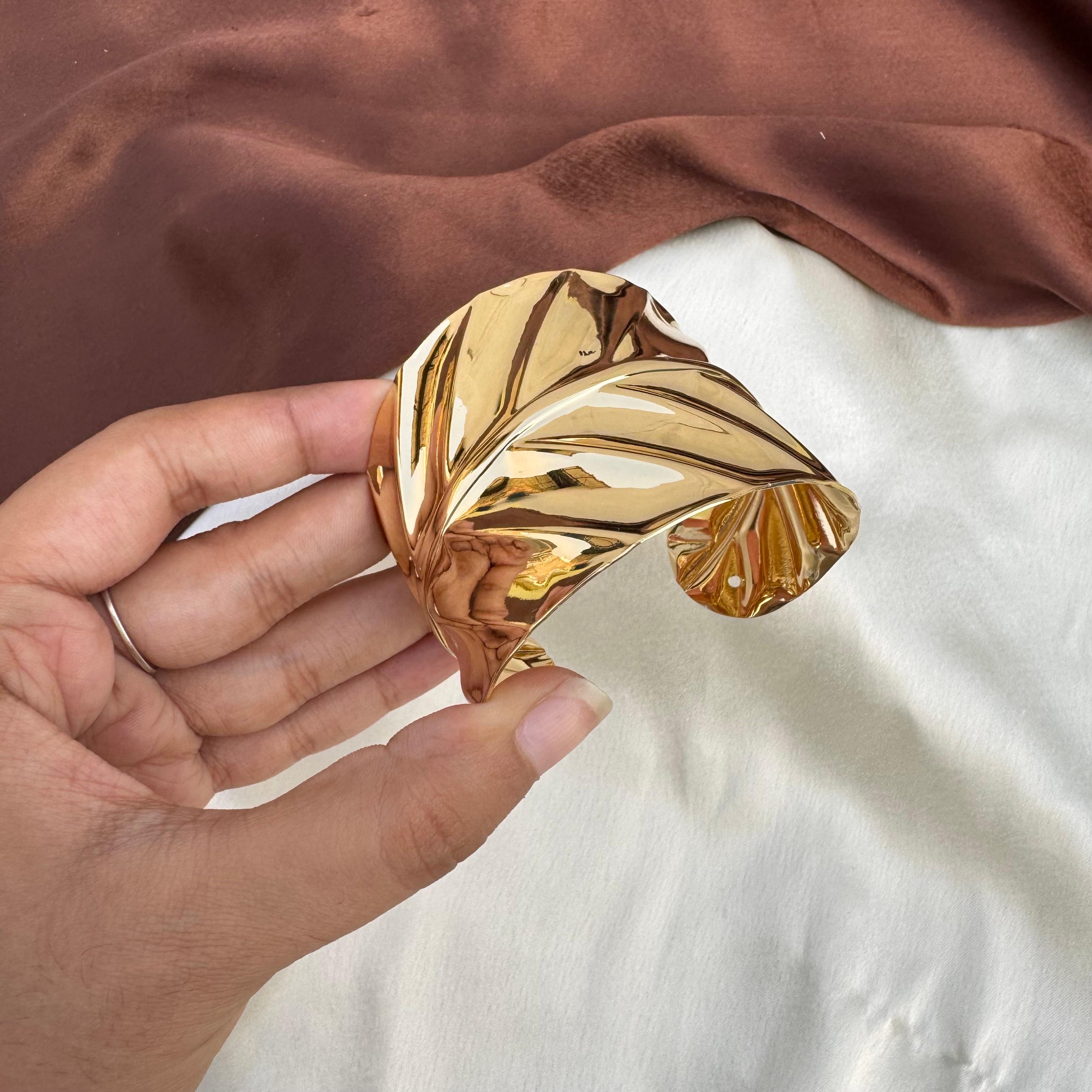 TFC Radiant Leaf Gold Plated Cuff Bracelet