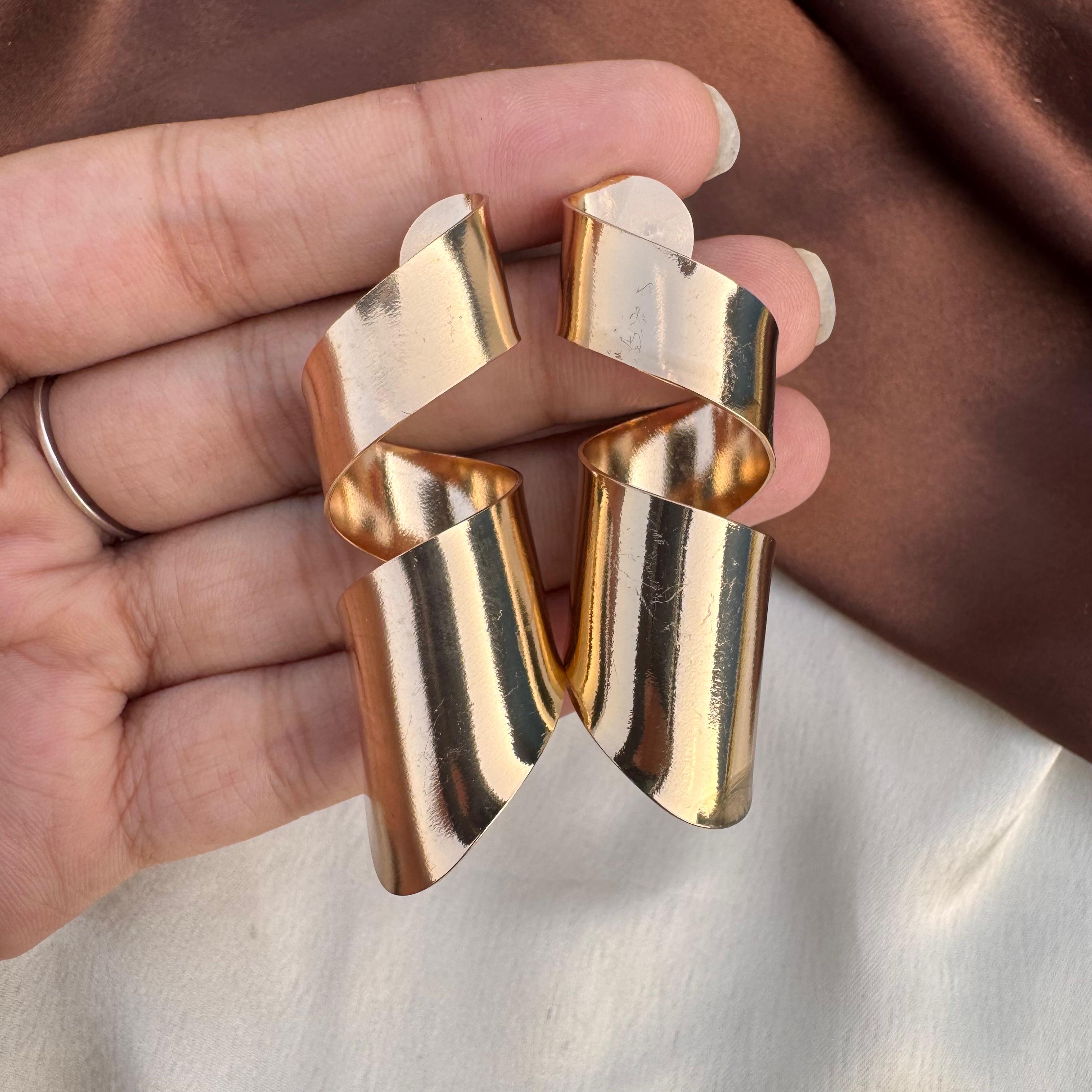 TFC Ribbon Loop Rose Gold Plated Dangler Earrings