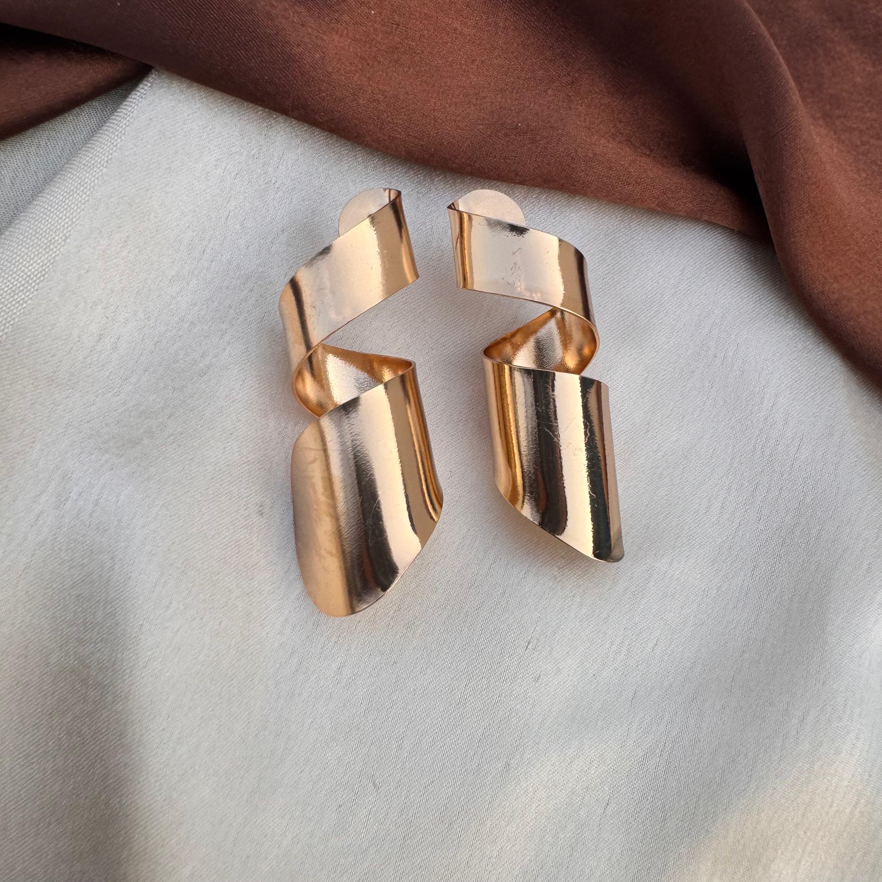 TFC Ribbon Loop Rose Gold Plated Dangler Earrings