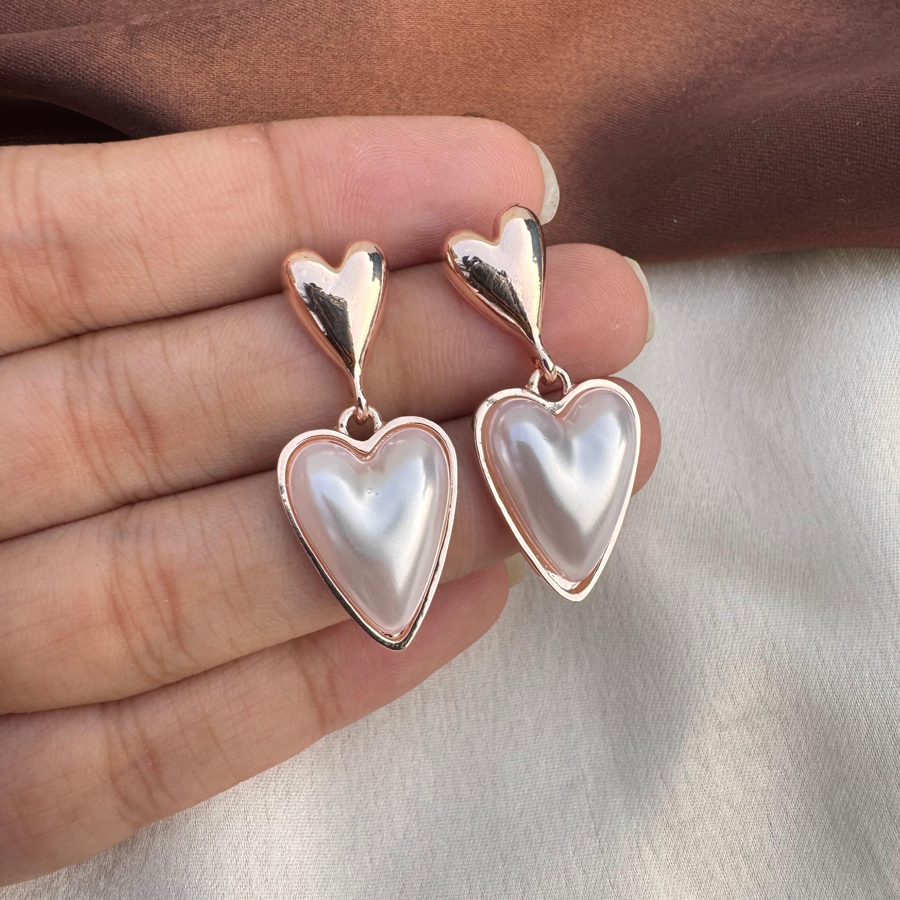 TFC Peppy Heart Rose Gold Plated Dangler Earrings