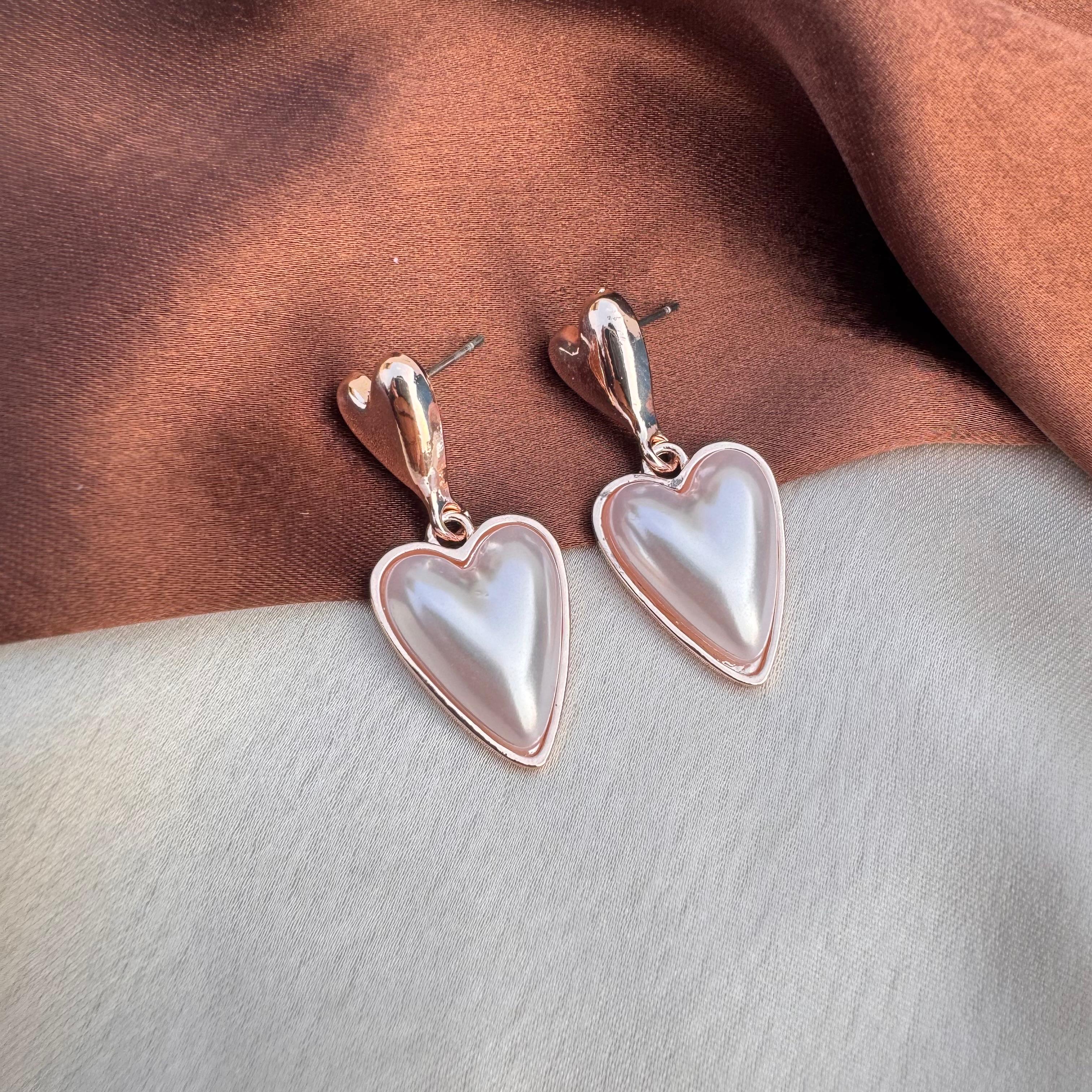 TFC Peppy Heart Rose Gold Plated Dangler Earrings