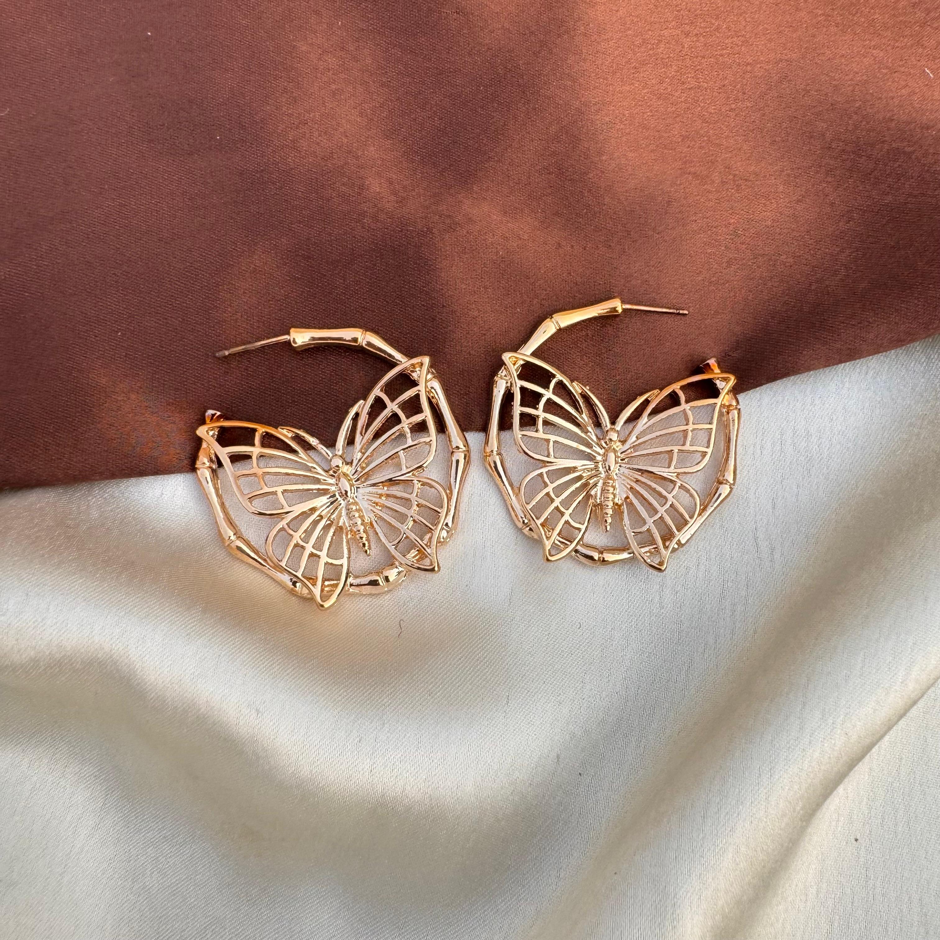 TFC Charmyfly Gold Plated Hoop Earrings