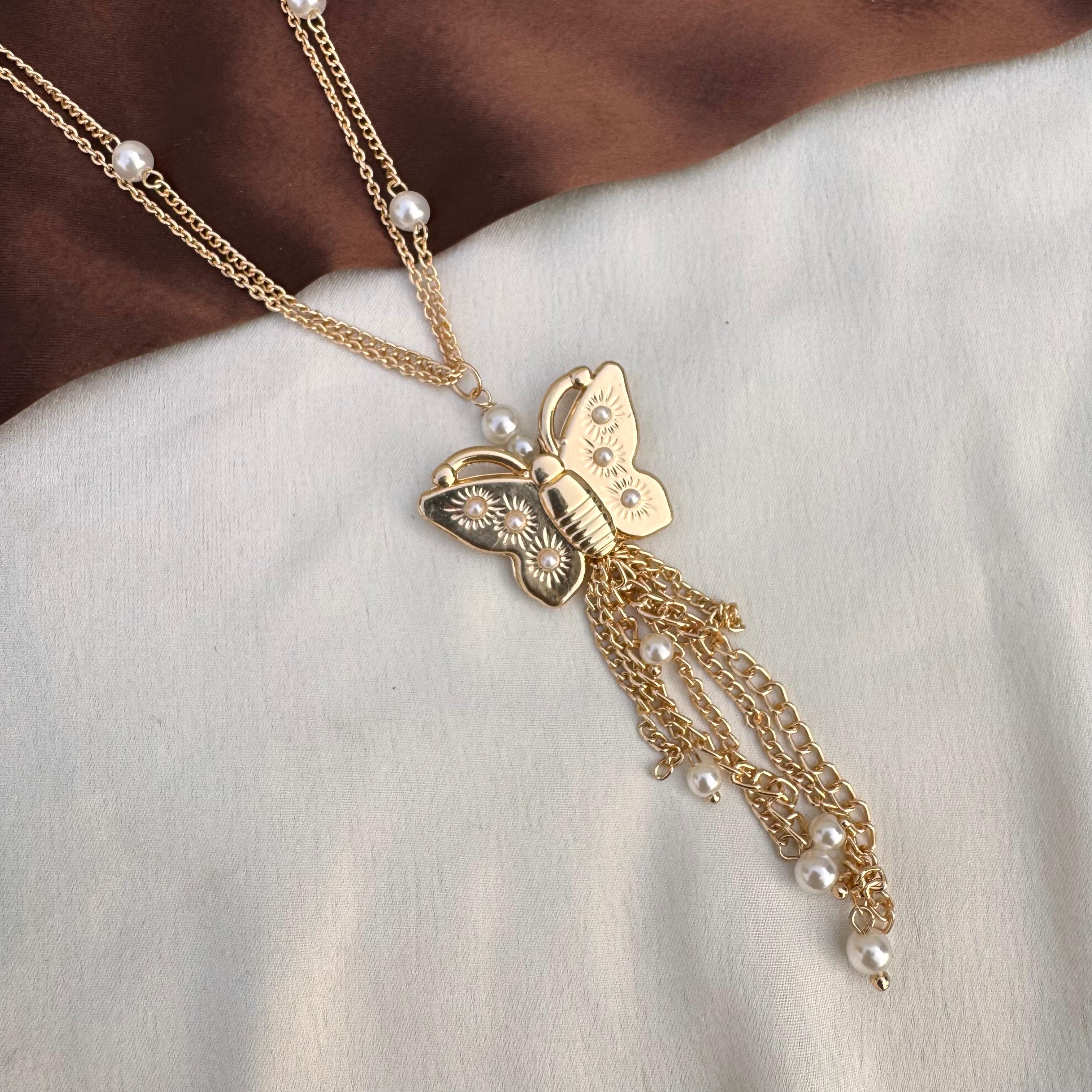 TFC Butterloop Gold Plated Layered Necklace