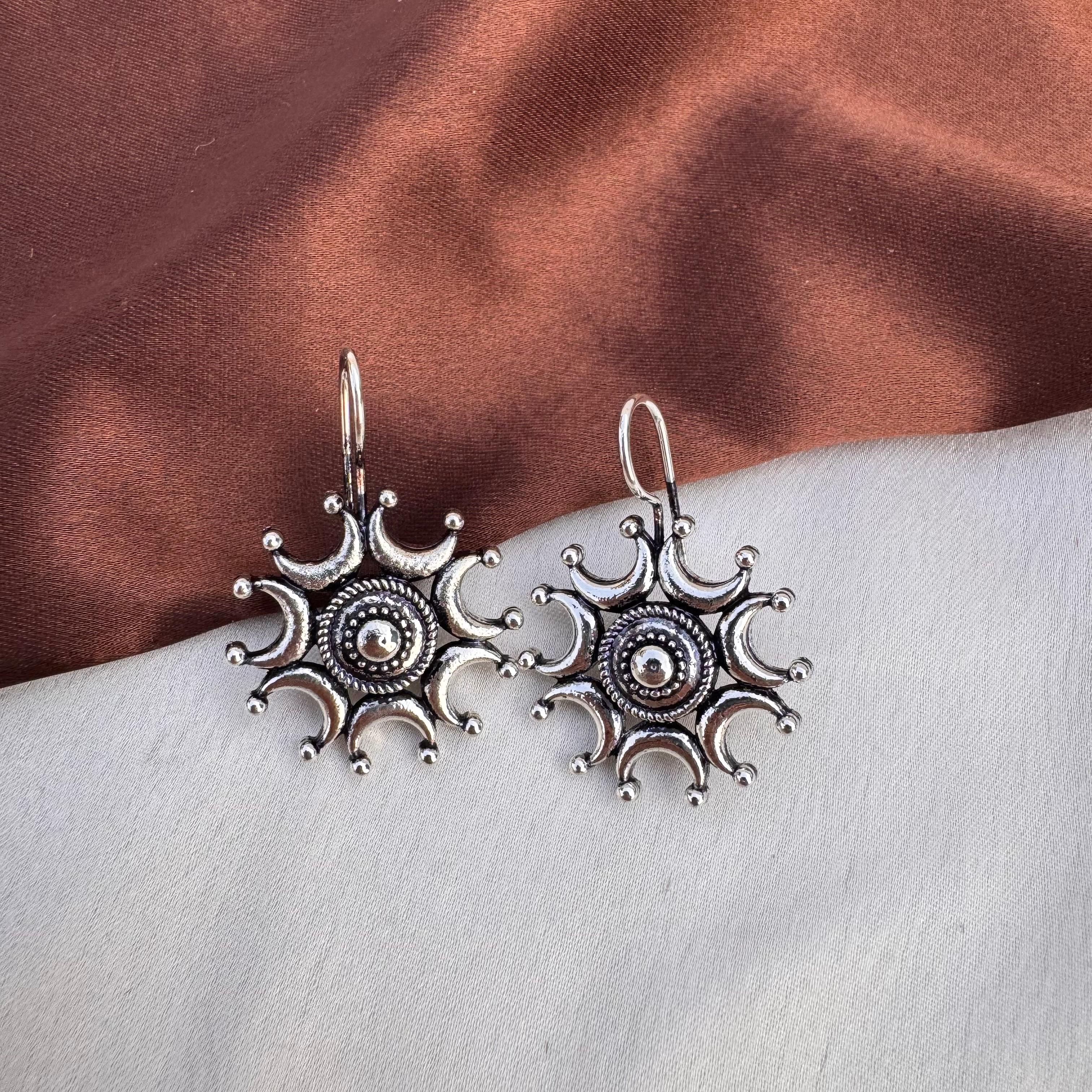 TFC Greyfire Oxidised Silver Plated Dangler Earrings
