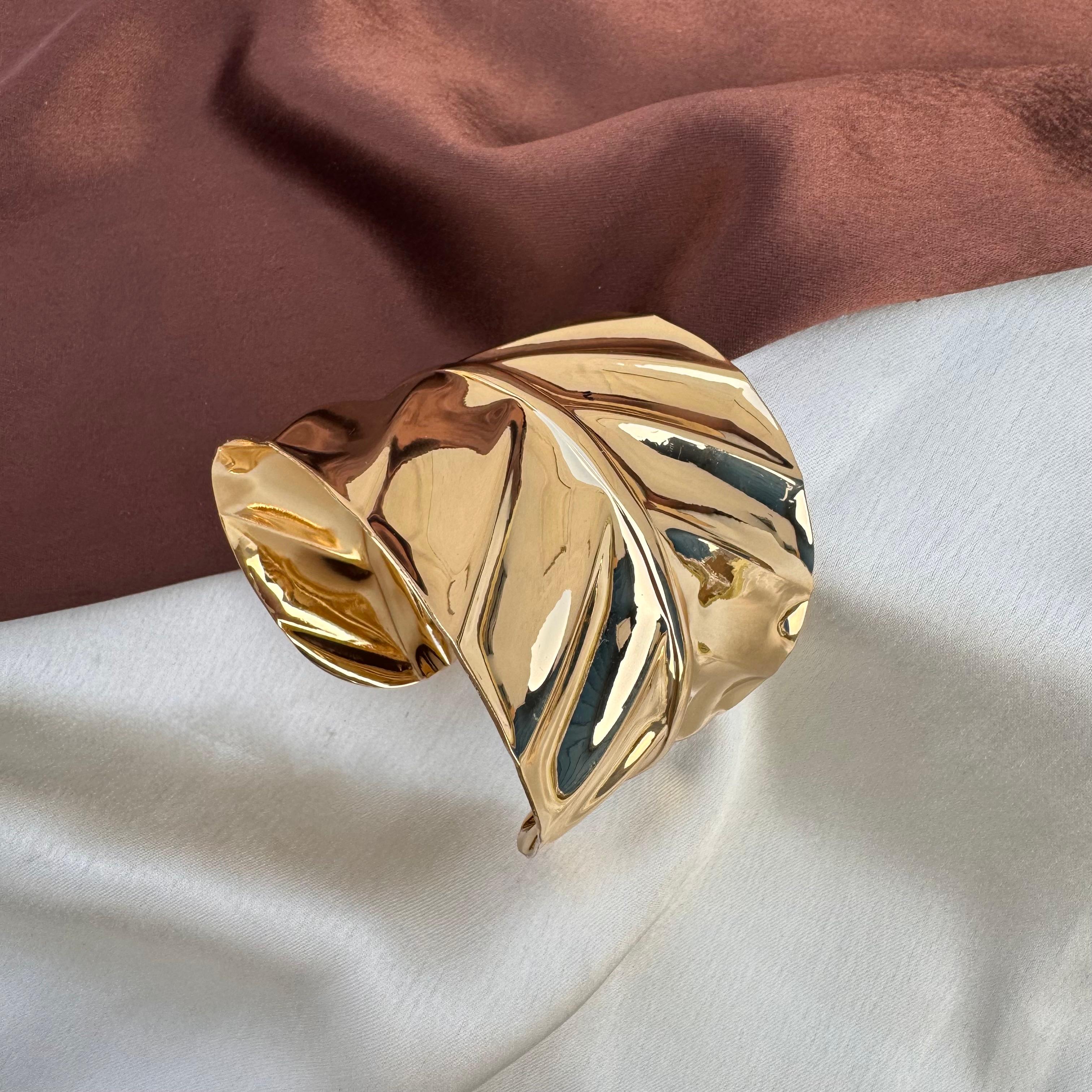 TFC Radiant Leaf Gold Plated Cuff Bracelet