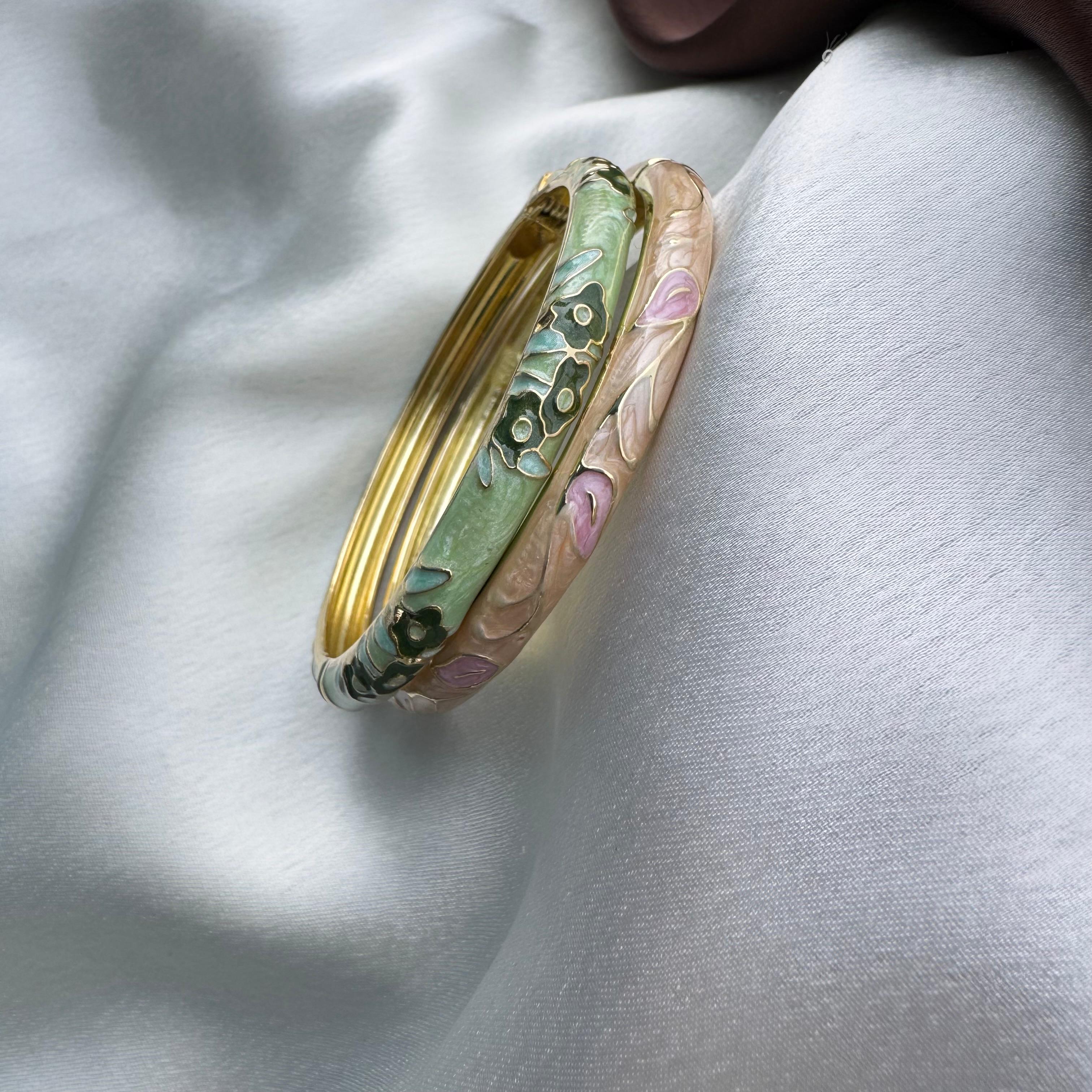 TFC Forest Blush Gold Plated Bracelet Bangle Combo Set (size 6.0)