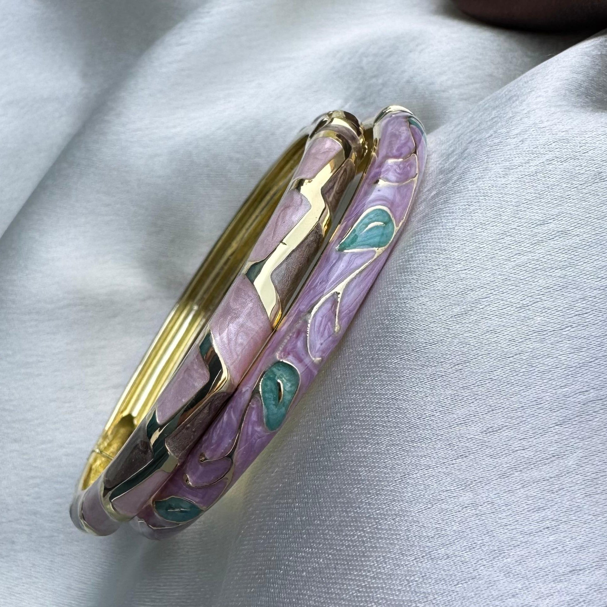 TFC Size 2.6 Lavender Loop Gold Plated Bracelet Bangle Combo Set