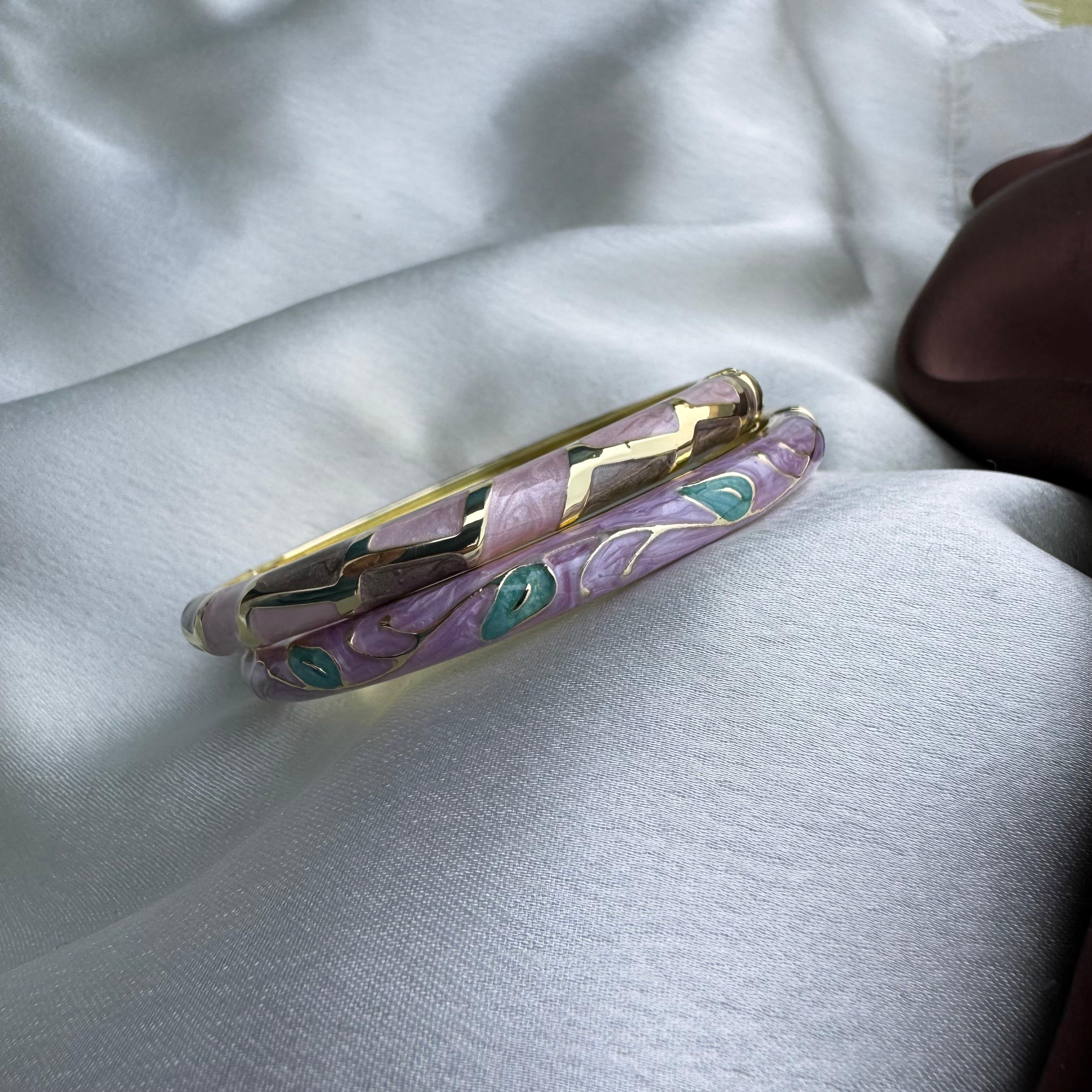 TFC Size 2.6 Lavender Loop Gold Plated Bracelet Bangle Combo Set