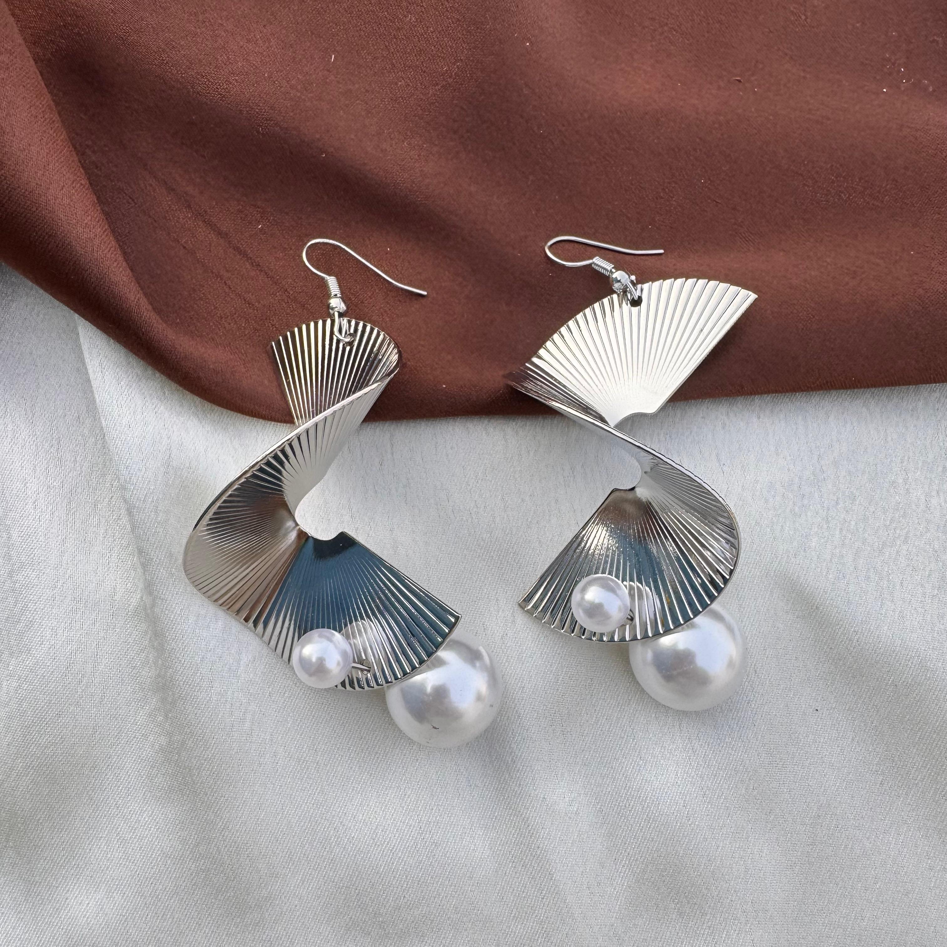TFC Pearlfall Silver Plated Dangler Earrings