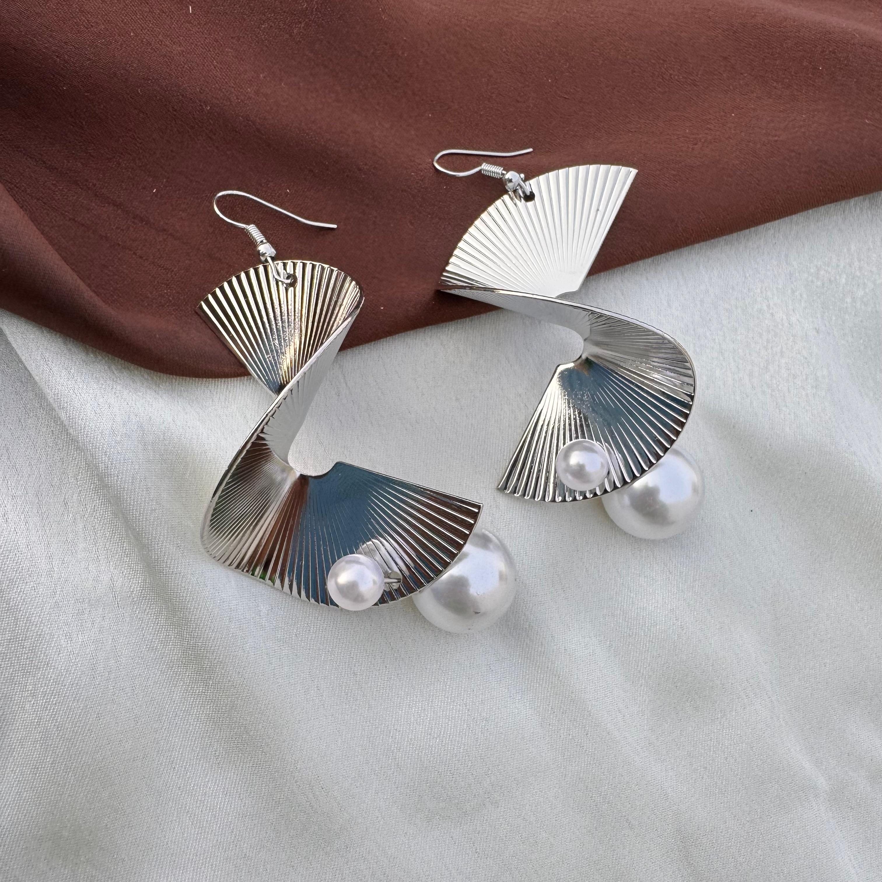 TFC Pearlfall Silver Plated Dangler Earrings