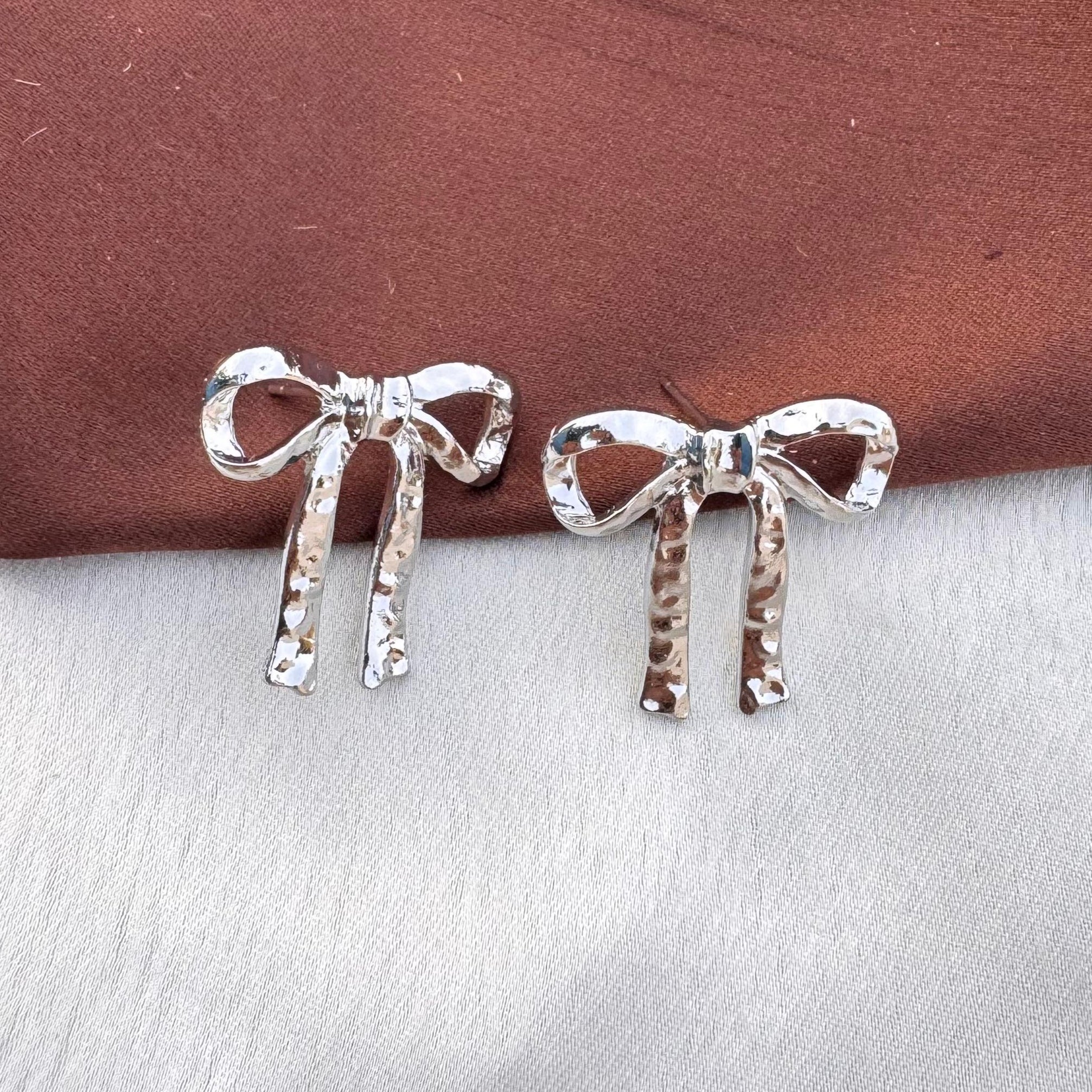 TFC Graceful Bow Silver Plated Stud Earrings
