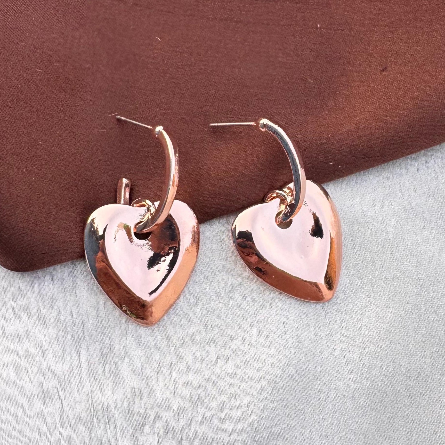 TFC Heart Loop Rose Gold Plated Dangler Earrings