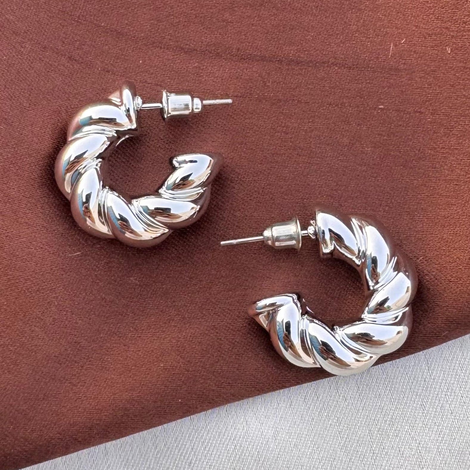 TFC Mini Twist Silver Plated Hoop Earrings