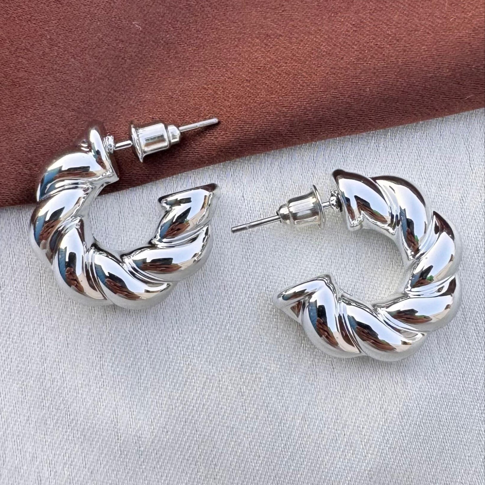 TFC Mini Twist Silver Plated Hoop Earrings