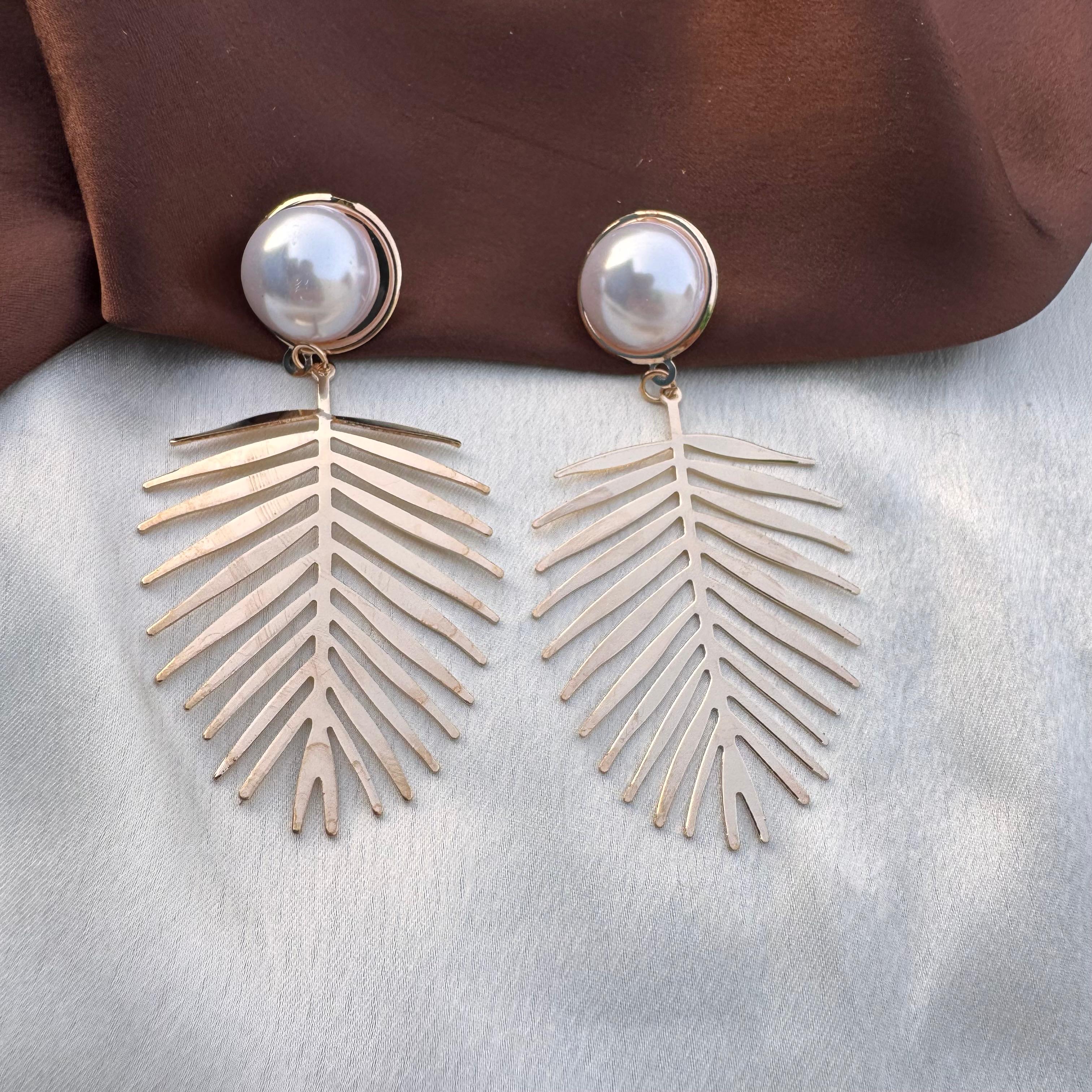 TFC Leaf Fall Gold Plated Dangler Earrings