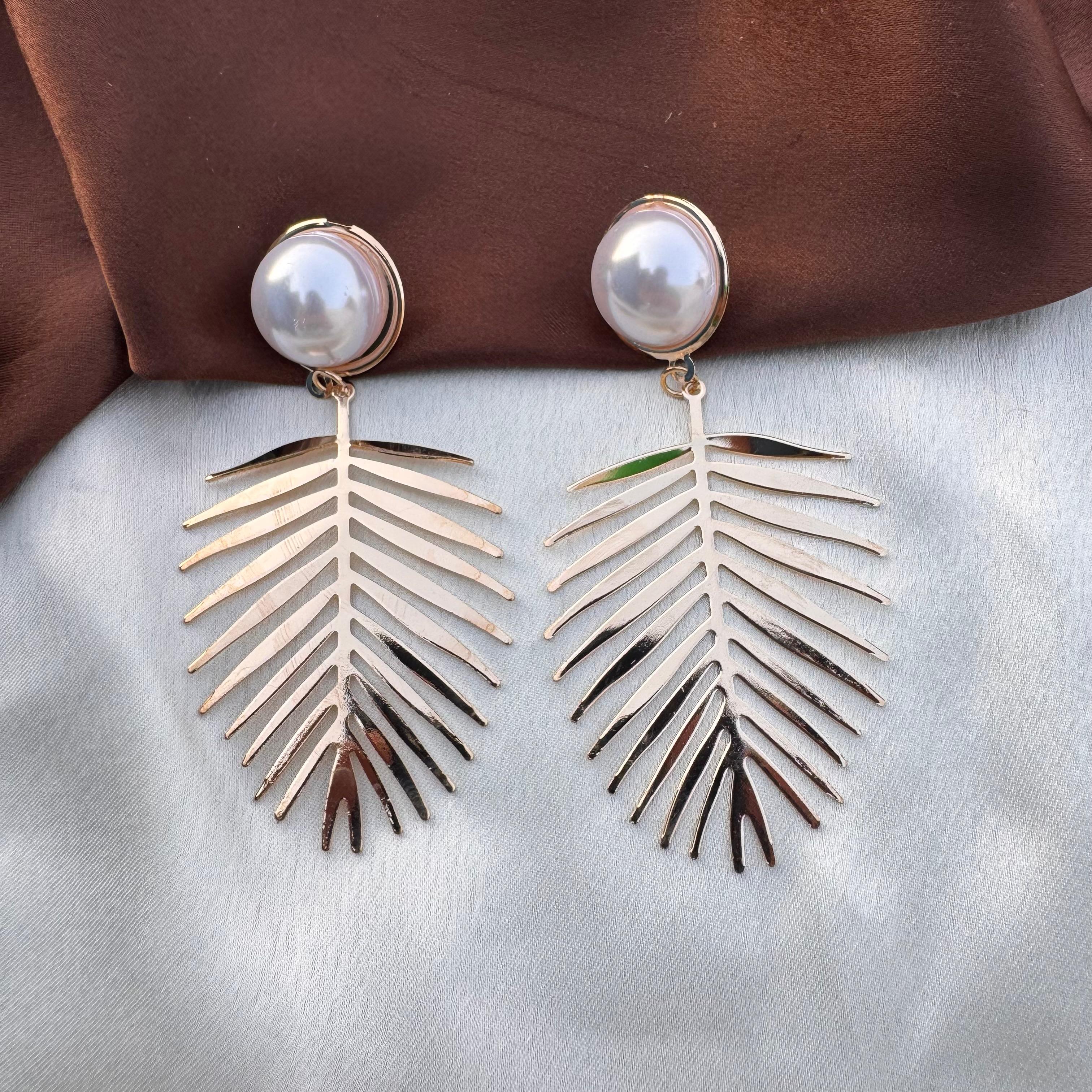 TFC Leaf Fall Gold Plated Dangler Earrings