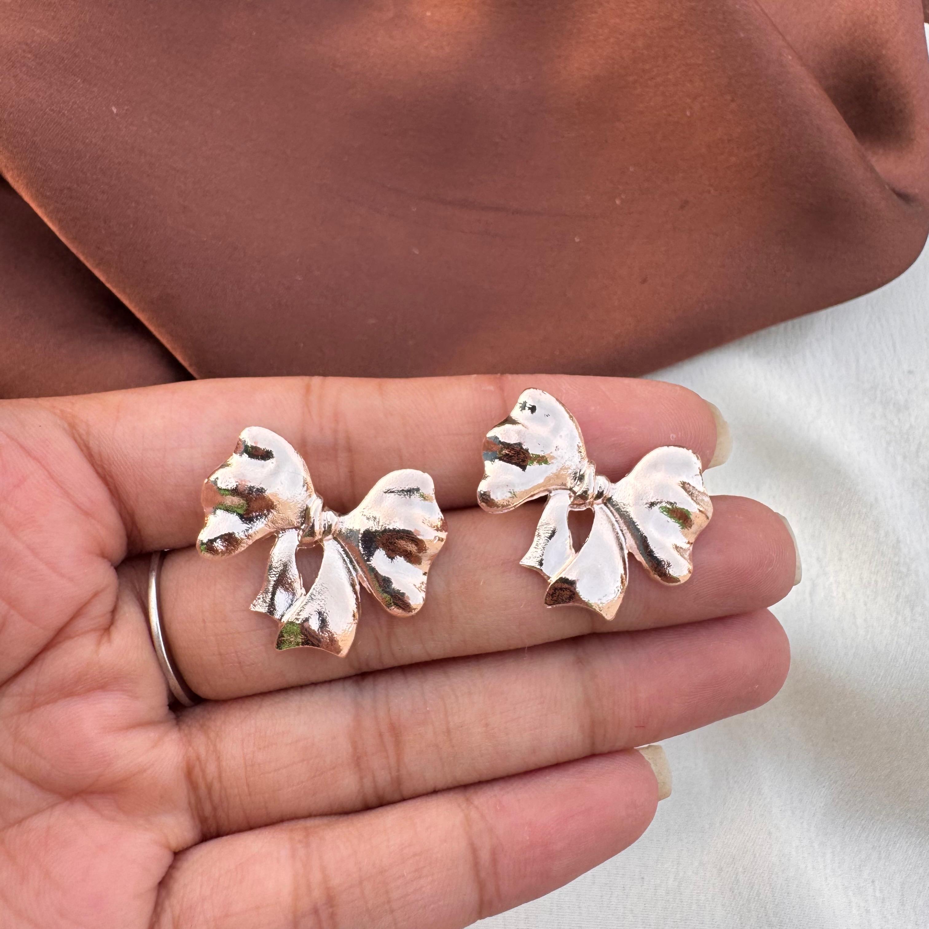 TFC Pristine Bow Rose Gold Plated Stud Earrings