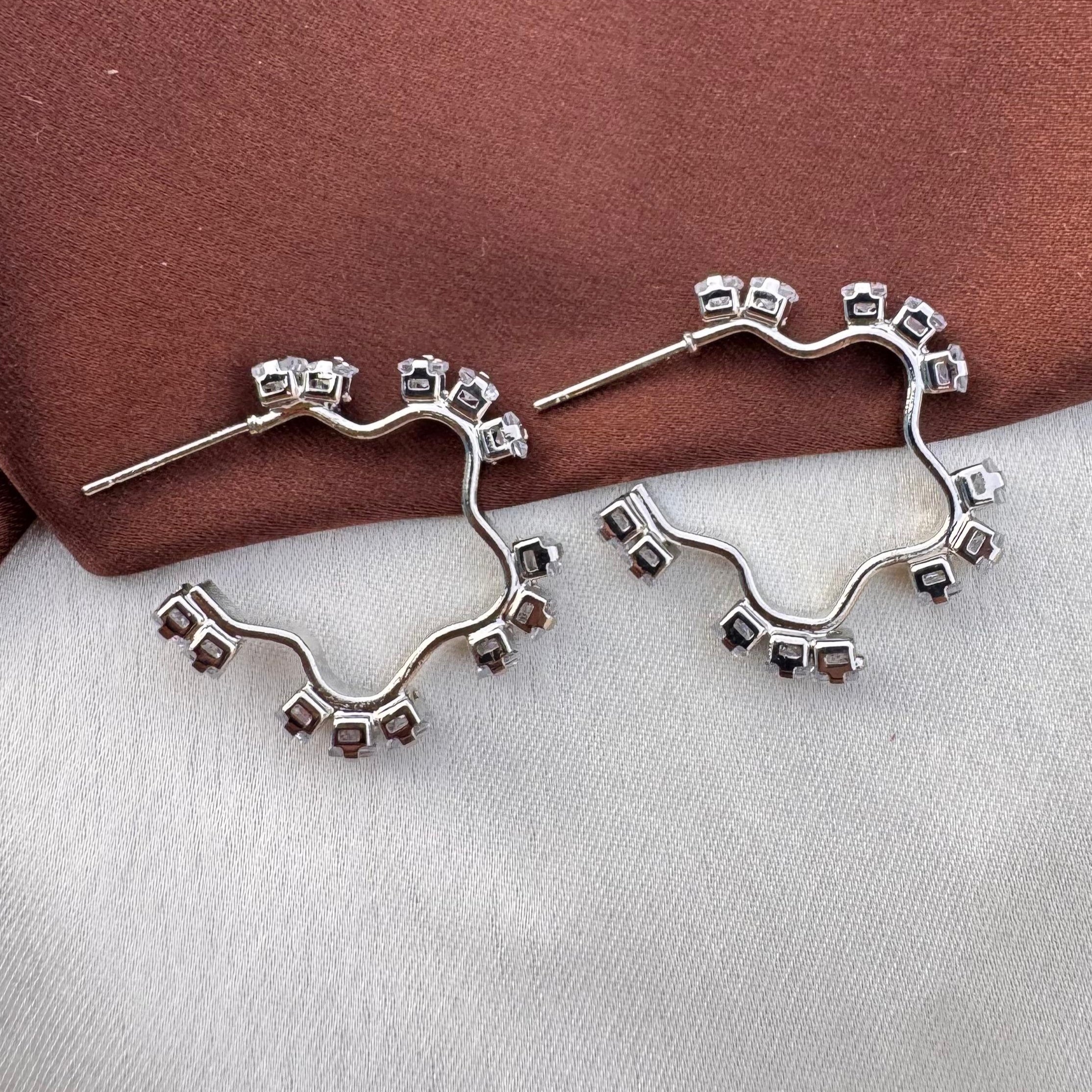 TFC Stone Boom Silver Plated Hoop Earrings