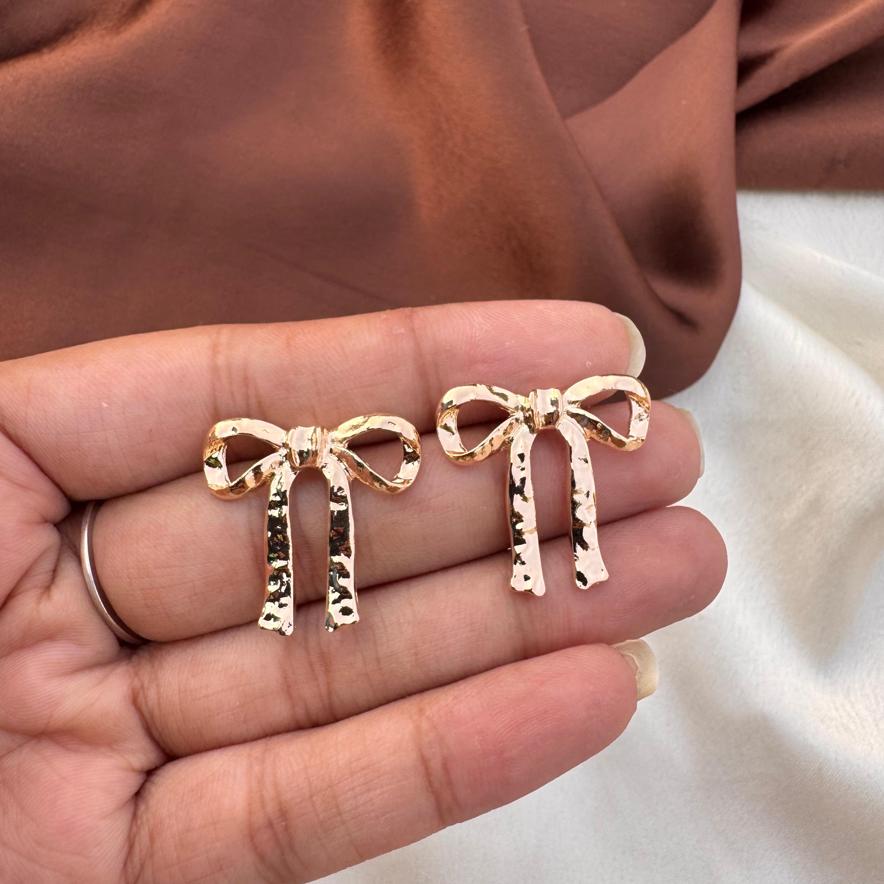 TFC Graceful Bow Gold Plated Stud Earrings