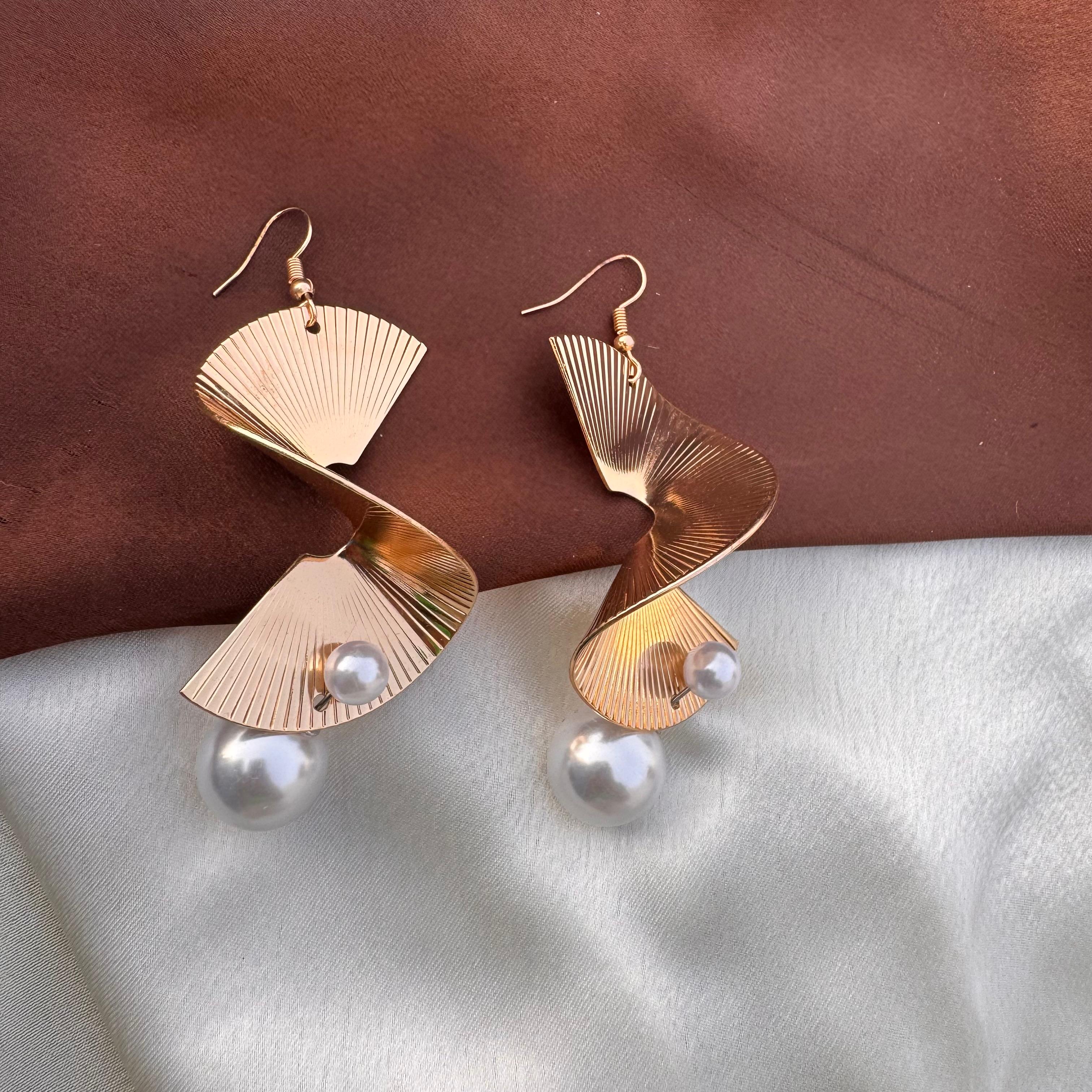 TFC Pearlfall Gold Plated Dangler Earrings