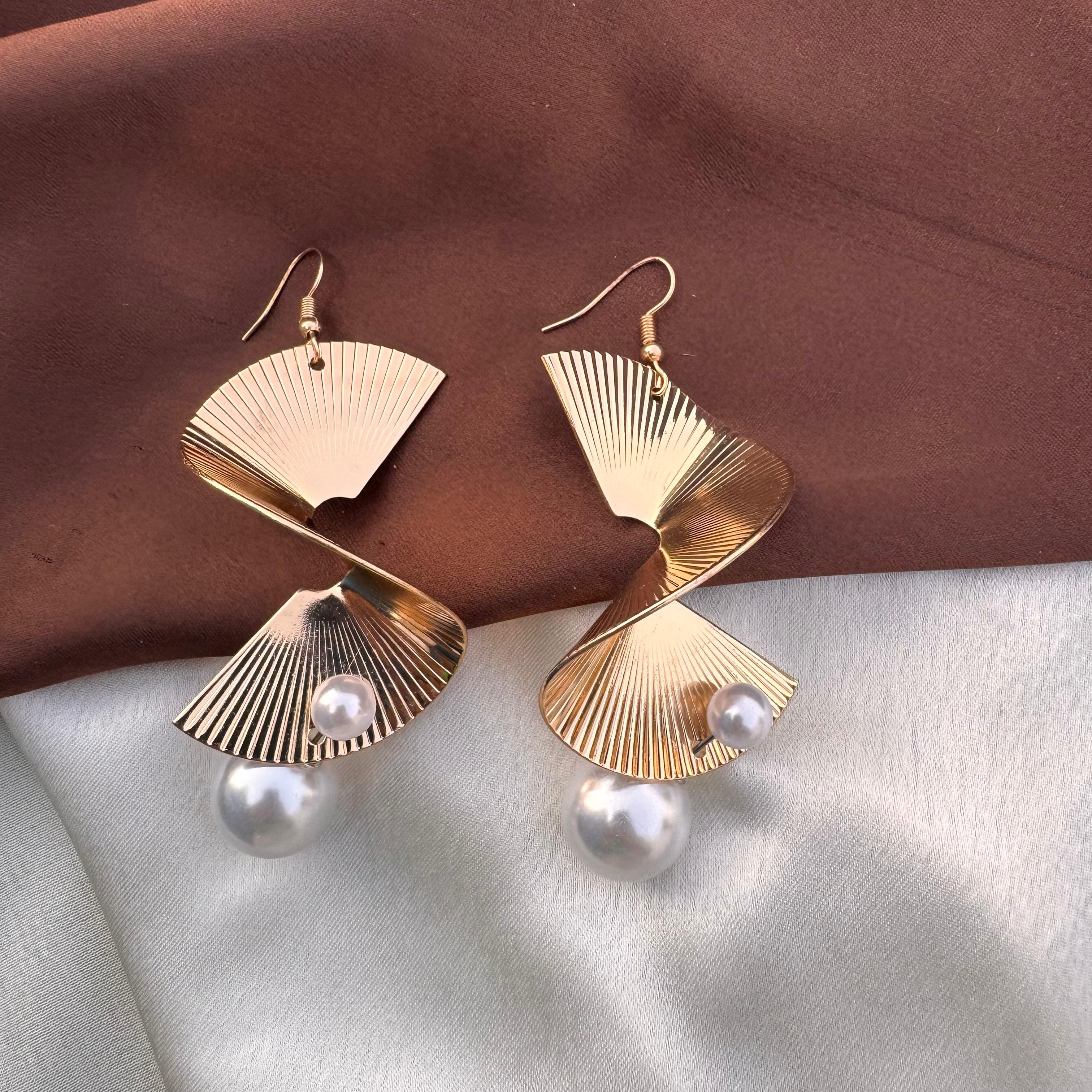 TFC Pearlfall Gold Plated Dangler Earrings