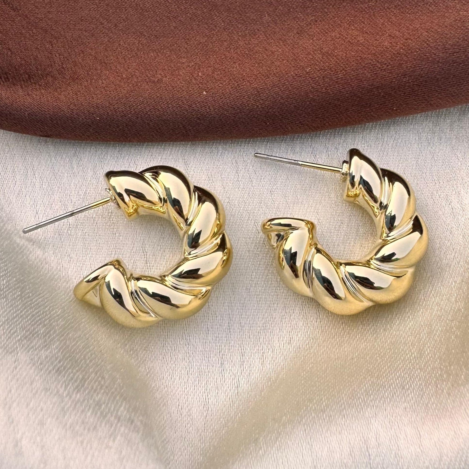 TFC Mini Twist Gold Plated Hoop Earrings